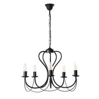 Kronleuchter Candela nero Schwarz max. 6 Watt - Schwarz, Basics, Metall (55/105cm)