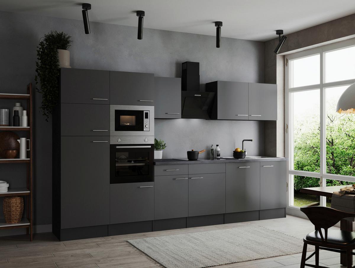 Kuhinjski Blok Z Aparati Oliver, 340cm - srebrne barve/siva, Design, kovina/leseni material (340cm) - Respekta