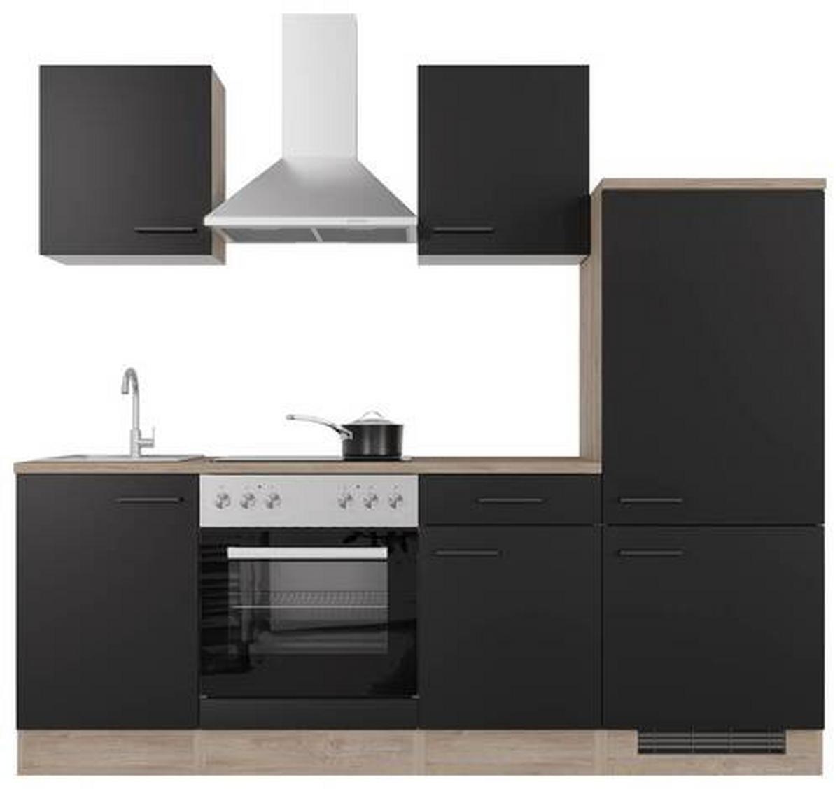 Kuhinjski Blok Capri, Črna, Hrast - črna/barve hrasta, Moderno, kovina/leseni material (220cm) - FlexWell
