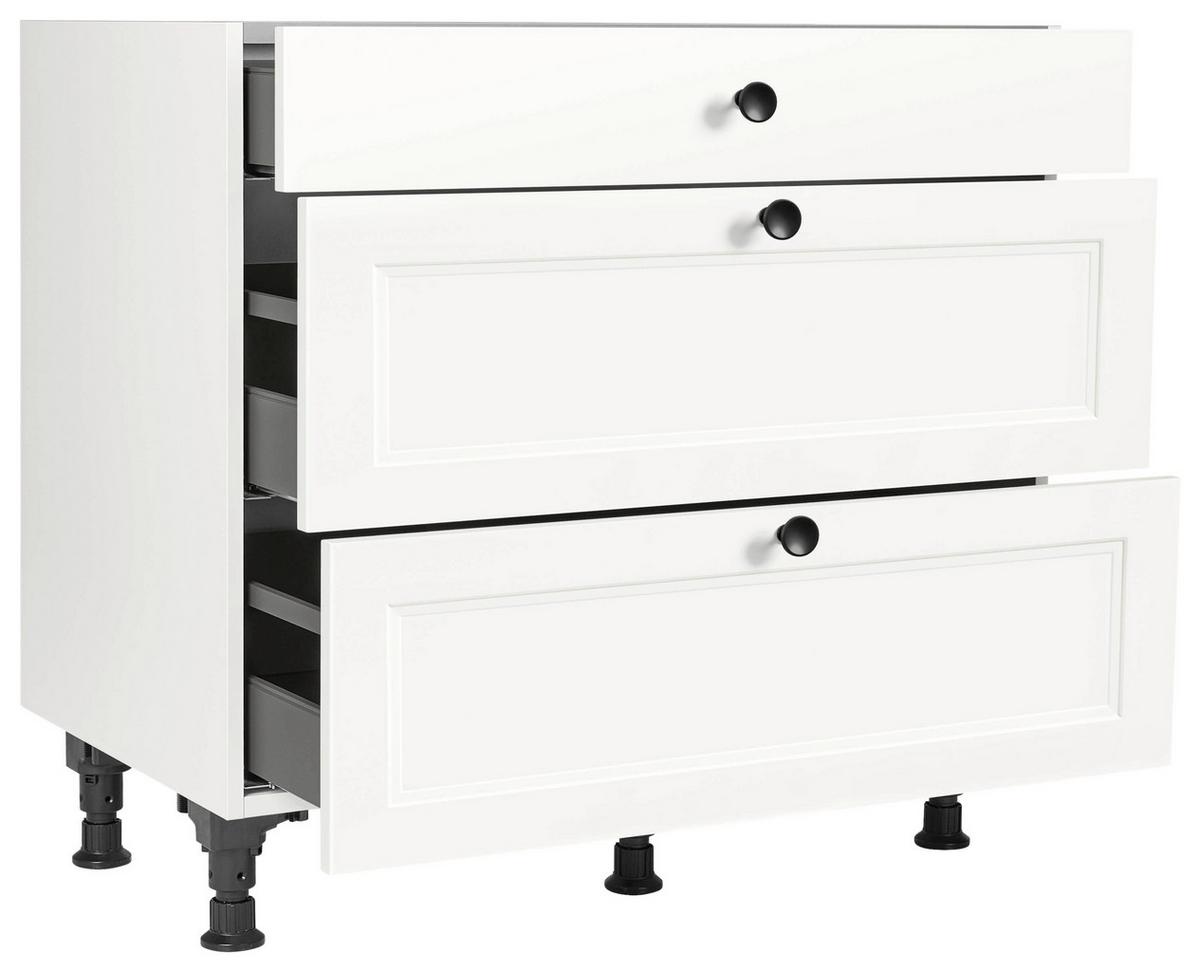 Schubkastenunterschrank Cascada Weiß - Schwarz/Weiß, MODERN, Holzwerkstoff/Metall (90/87/56cm) - Nobilia