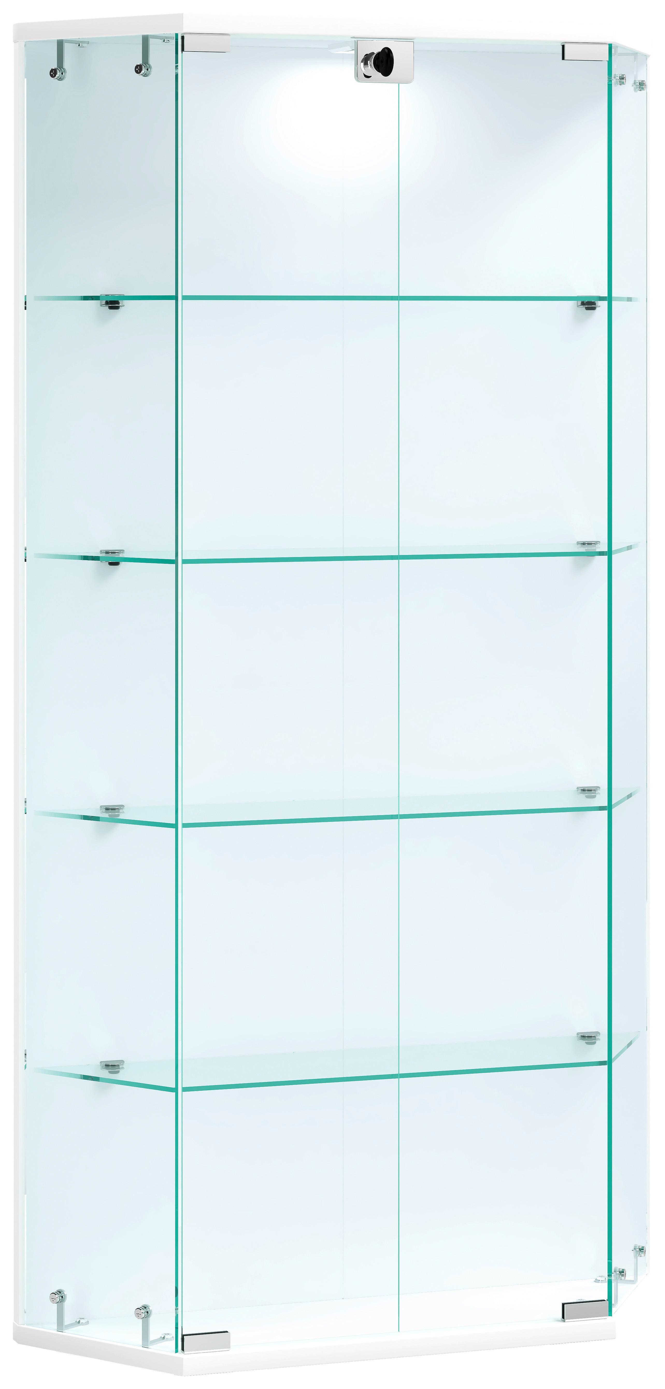 Vitrine Benila L - Weiss/Transparent, Design, Glas/Holzwerkstoff (83/114/17cm) - MID.YOU