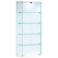Vitrina Benila L, Bela - bela/prosojno, Design, steklo/leseni material (83/114/17cm) - MID.YOU