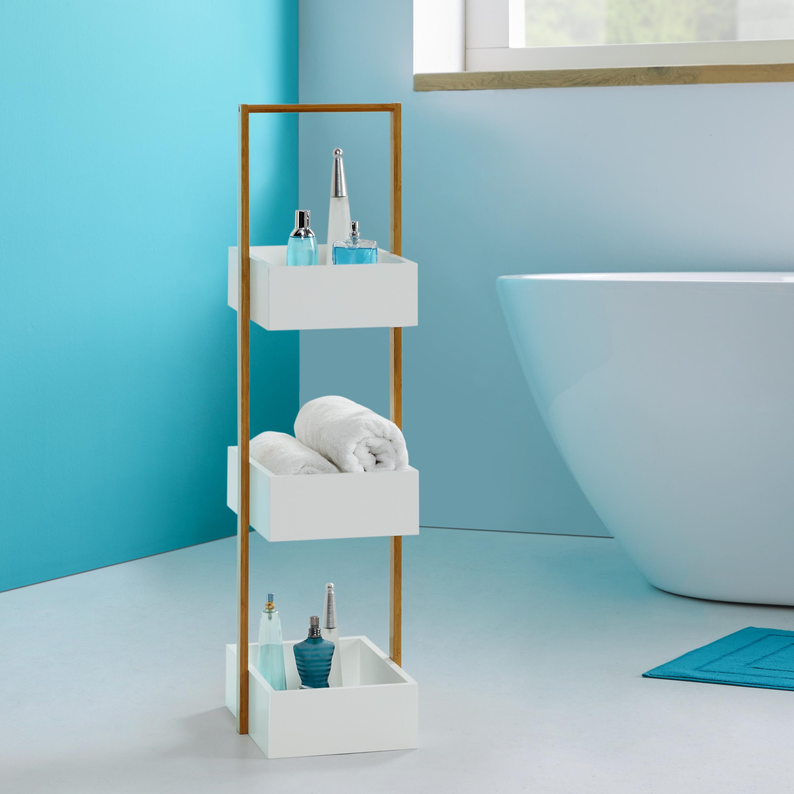 Regal in Buchefarben/Weiß 'Mirella' - Buchefarben/Weiß, MODERN, Holz (32/89,50/24cm) - Bessagi Home