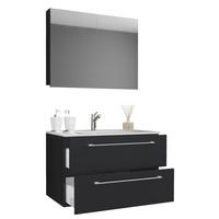 Kopalnica Badinos, Črna - črna/bela, Moderno, kovina/leseni material (80cm) - MID.YOU