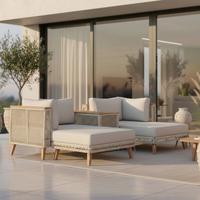 Lounge Garnitura Marilou, 3-Delno, Svetlo Siva - krem barve/svetlo siva, Moderno, kovina/umetna masa - Bessagi Garden