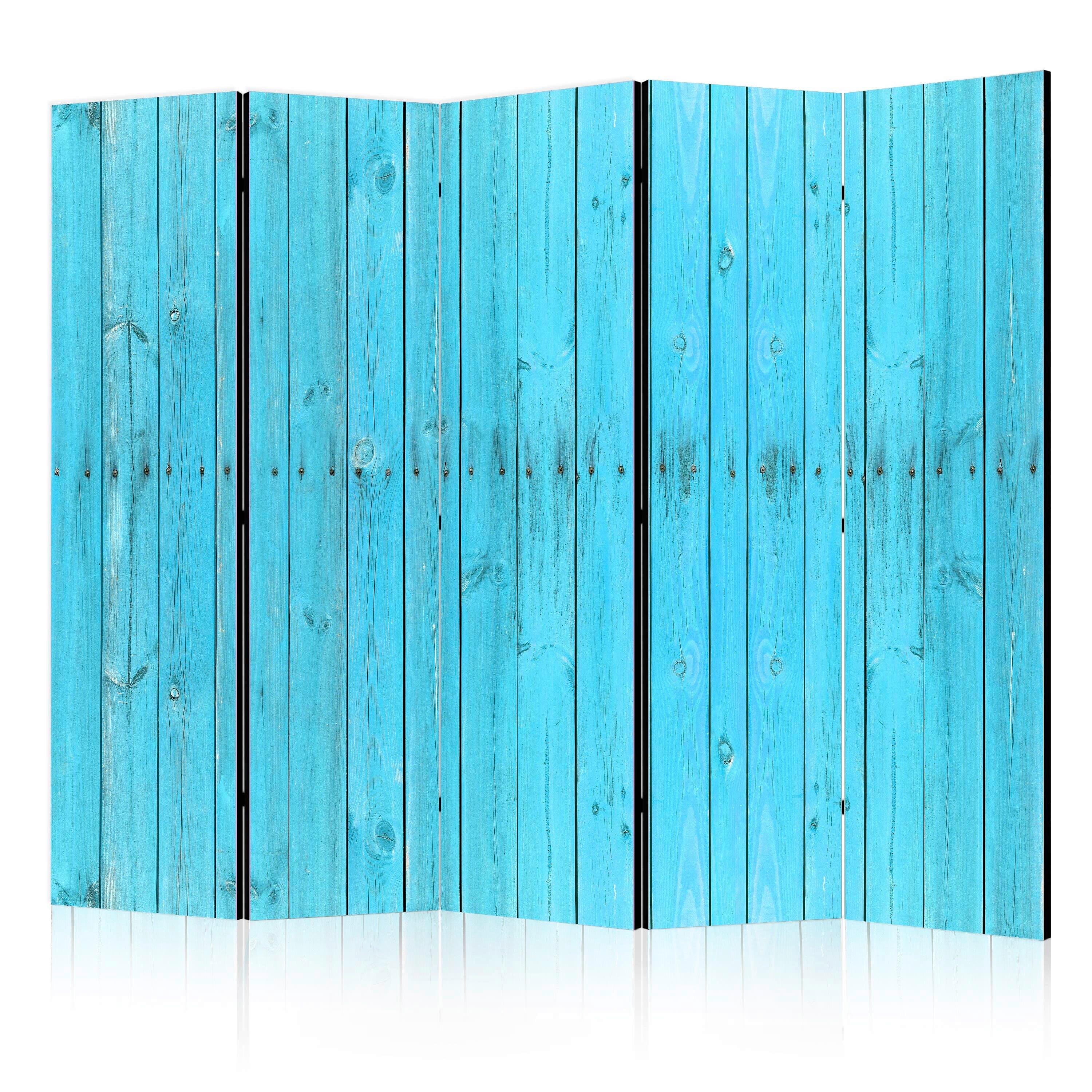 Paravan The Blue Boards I, 5-Delni, Dvostranski - svetlo modra, Basics, tekstil/les (225/172/3cm) - artgeist