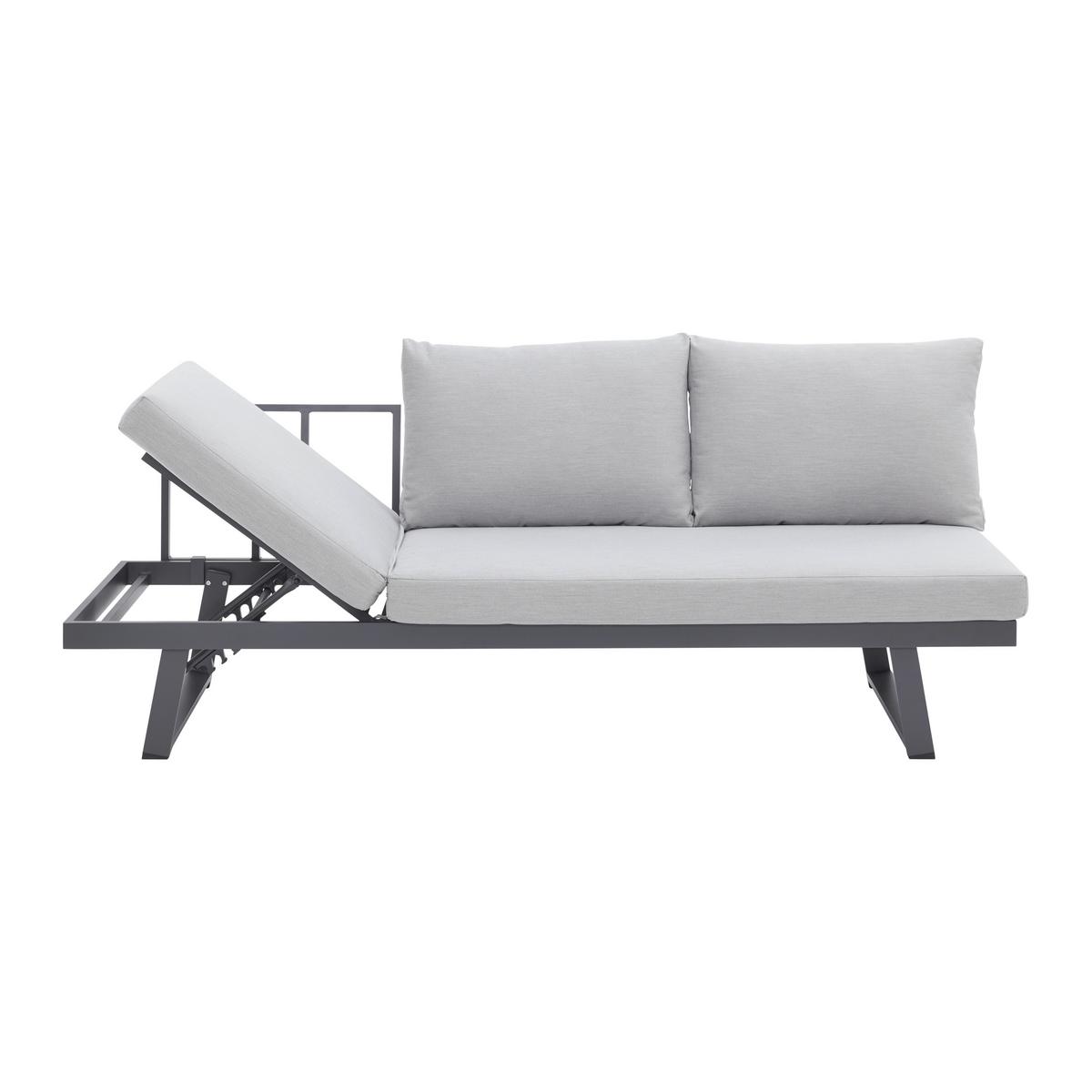 Gartenliege Loan Grau Holz Metall/Outdoorstoff +Tisch - Dunkelgrau/Anthrazit, MODERN, Holz/Textil (210/84/78cm) - Bessagi Garden