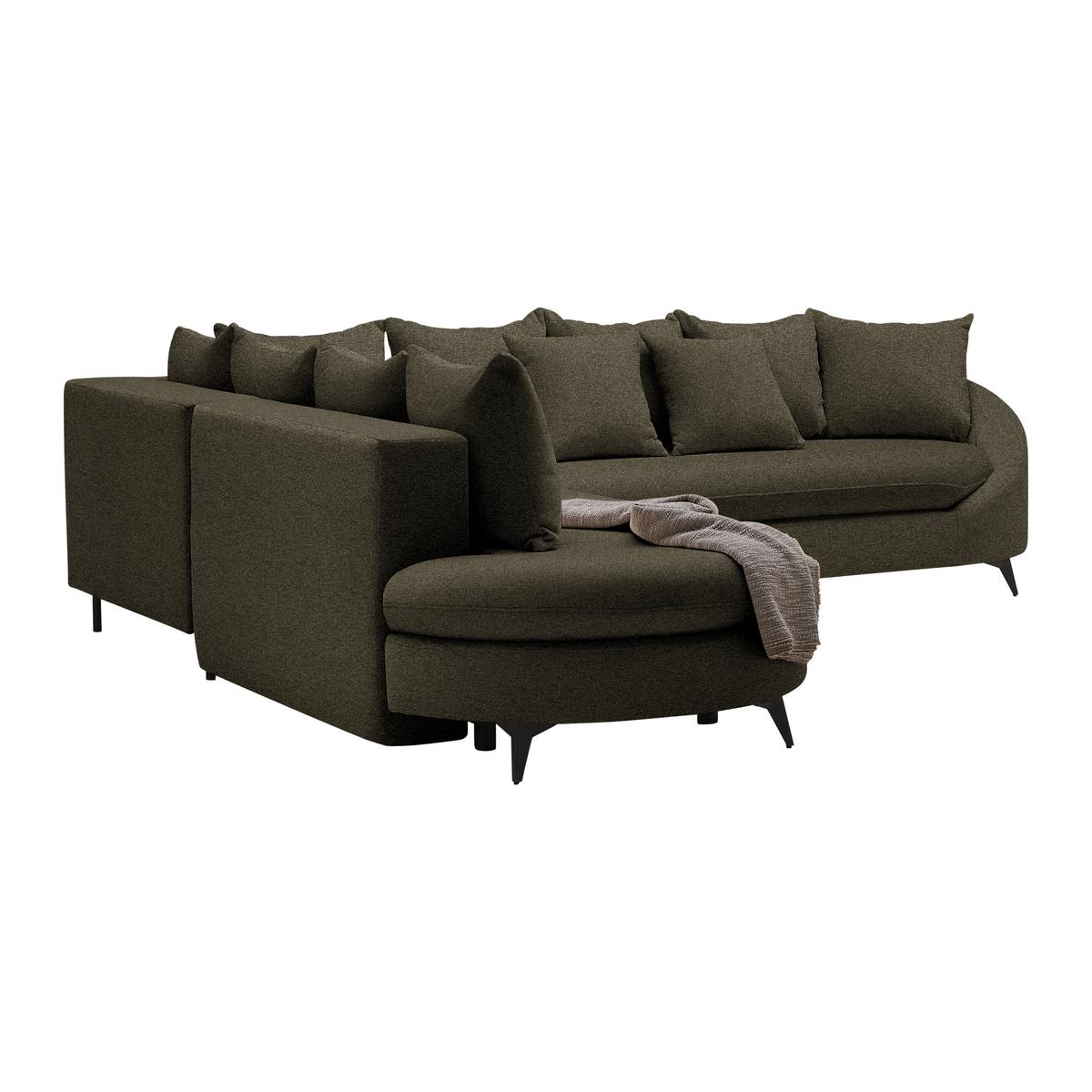 Ecksofa Axel Dunkelgrün - Dunkelgrün/Schwarz, MODERN, Textil/Metall (250/87/291cm) - Mömax