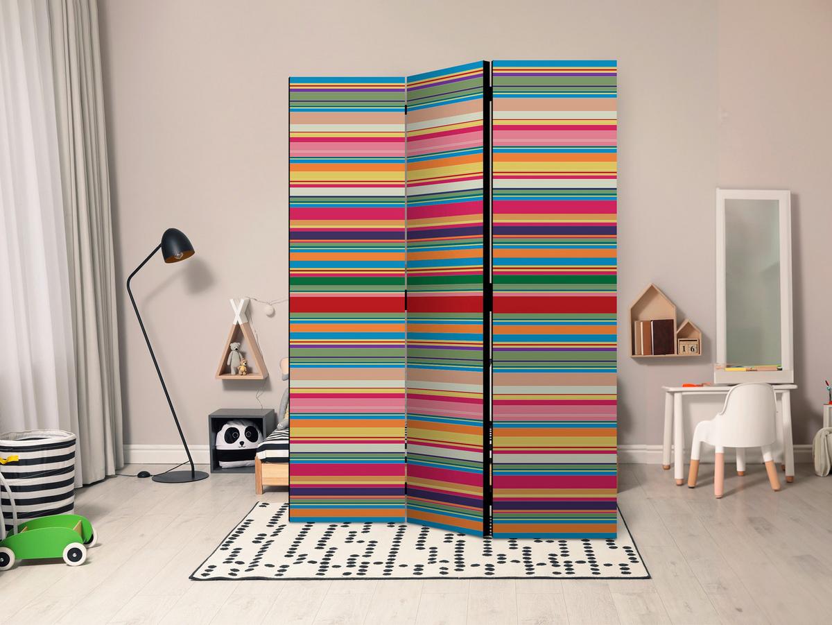 Paravan Subdued Stripes, 3-Delni, Dvostranski - večbarvno, Basics, tekstil/les (135/172/3cm) - artgeist