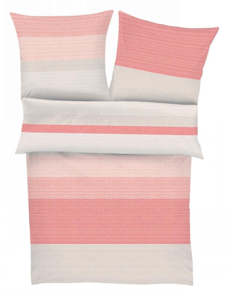 POŚCIEL S.OLIVER - koralowiec/szary, Modern, tkanina (135x200/80x80cm) - S. Oliver