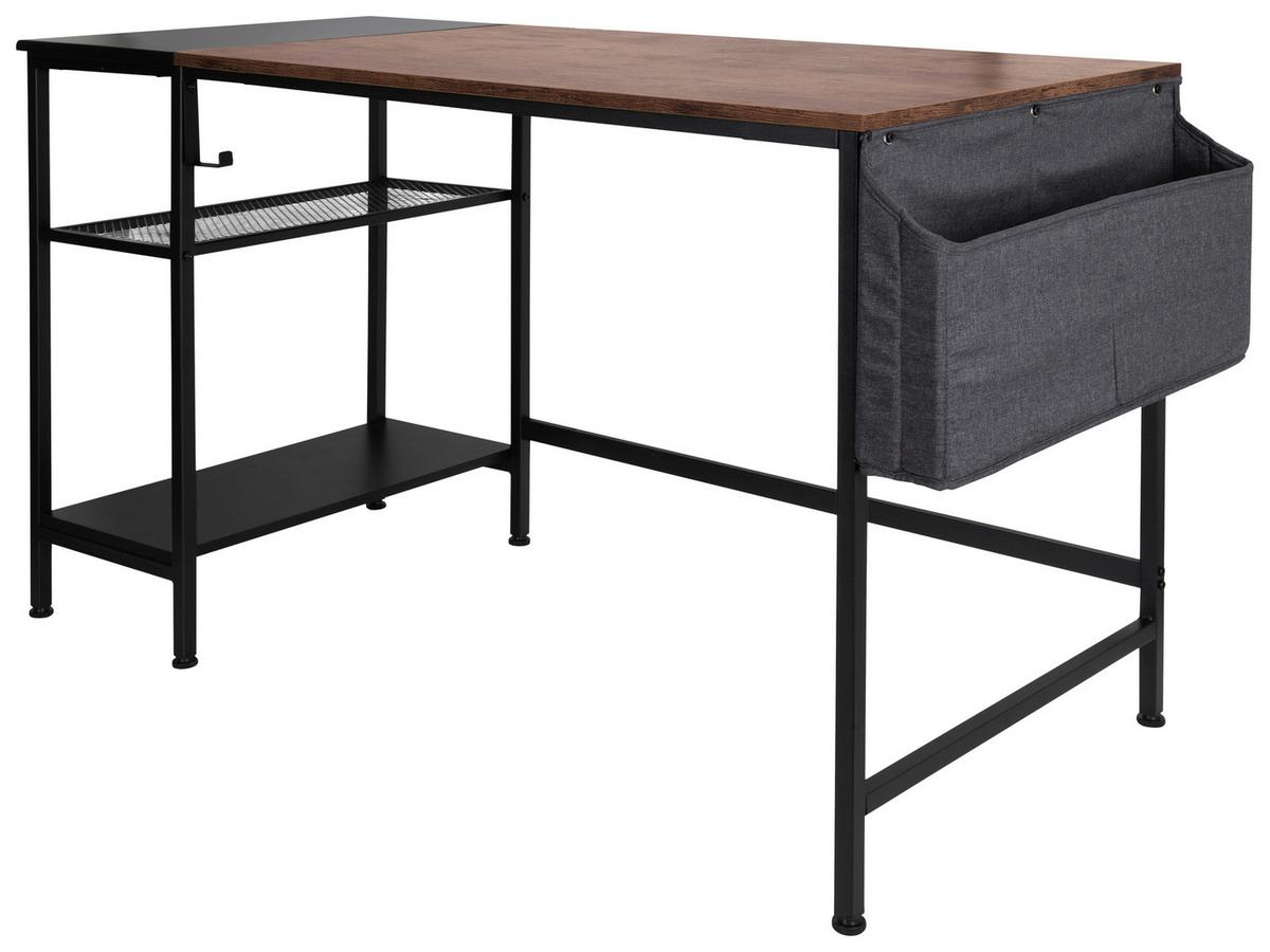 Pisalna Miza Workspace H I, Črna, Rjava - črna/rjava, Basics, kovina/leseni material (120/60/76cm) - MID.YOU