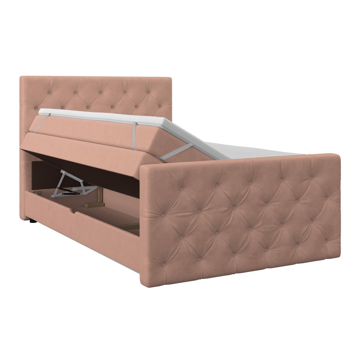Boxspring Krevet Elio - bež/prljavo ružičasta, Romantično / ladanjski, tekstil/plastika (140/200cm) - Modern Living