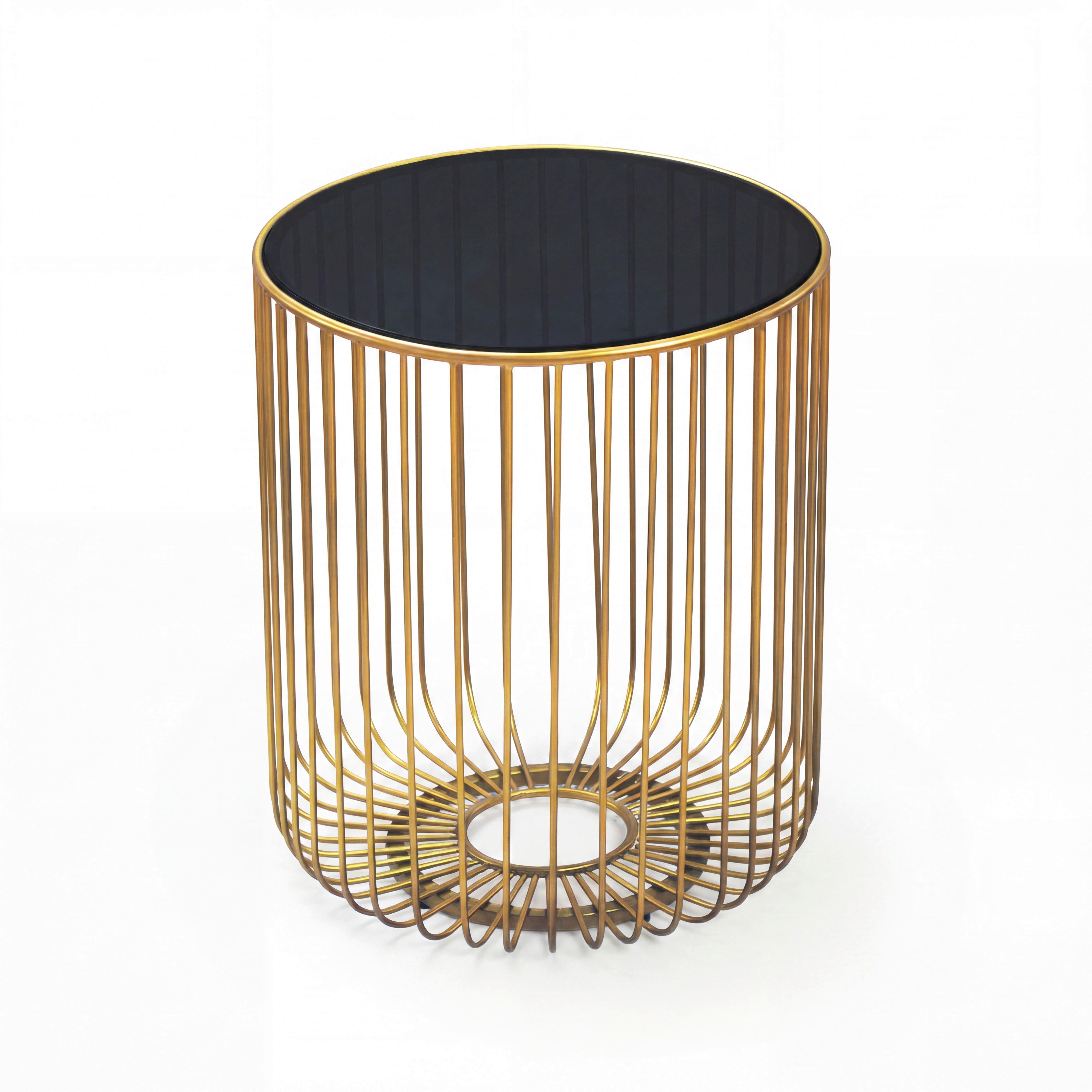 Masă Auxiliară Wl7.508 - auriu, Design, sticlă/metal (40/40/47cm) - Livetastic
