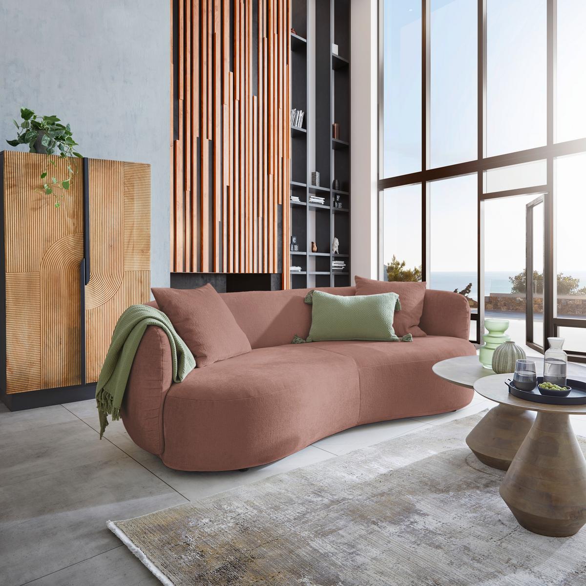 Bigsofa Leonas Rosa - Schwarz/Rosa, MODERN, Kunststoff/Textil (235/72/110cm) - Premium Living