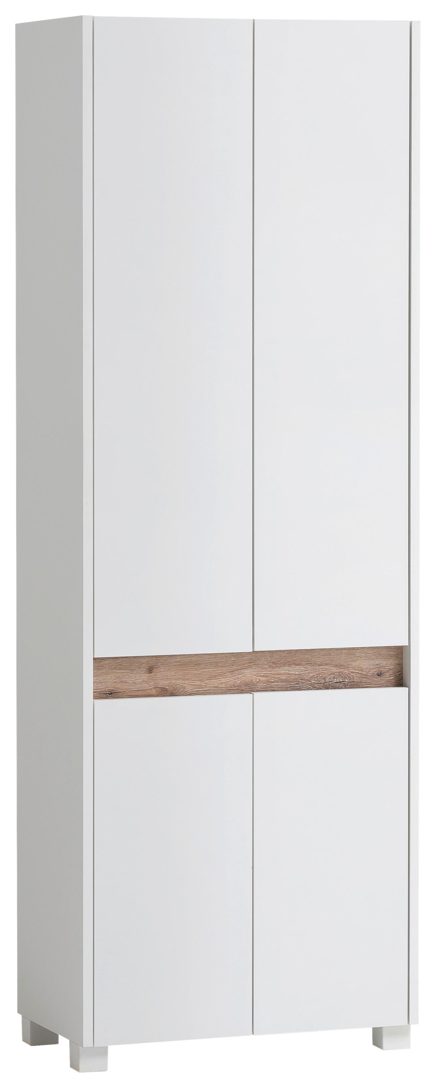 Schuhschrank Cosmo ca.56,9x164,5x33cm Weiß - Silberfarben/Weiß, Design, Holzwerkstoff/Kunststoff (56,9/164,5/33cm) - MID.YOU