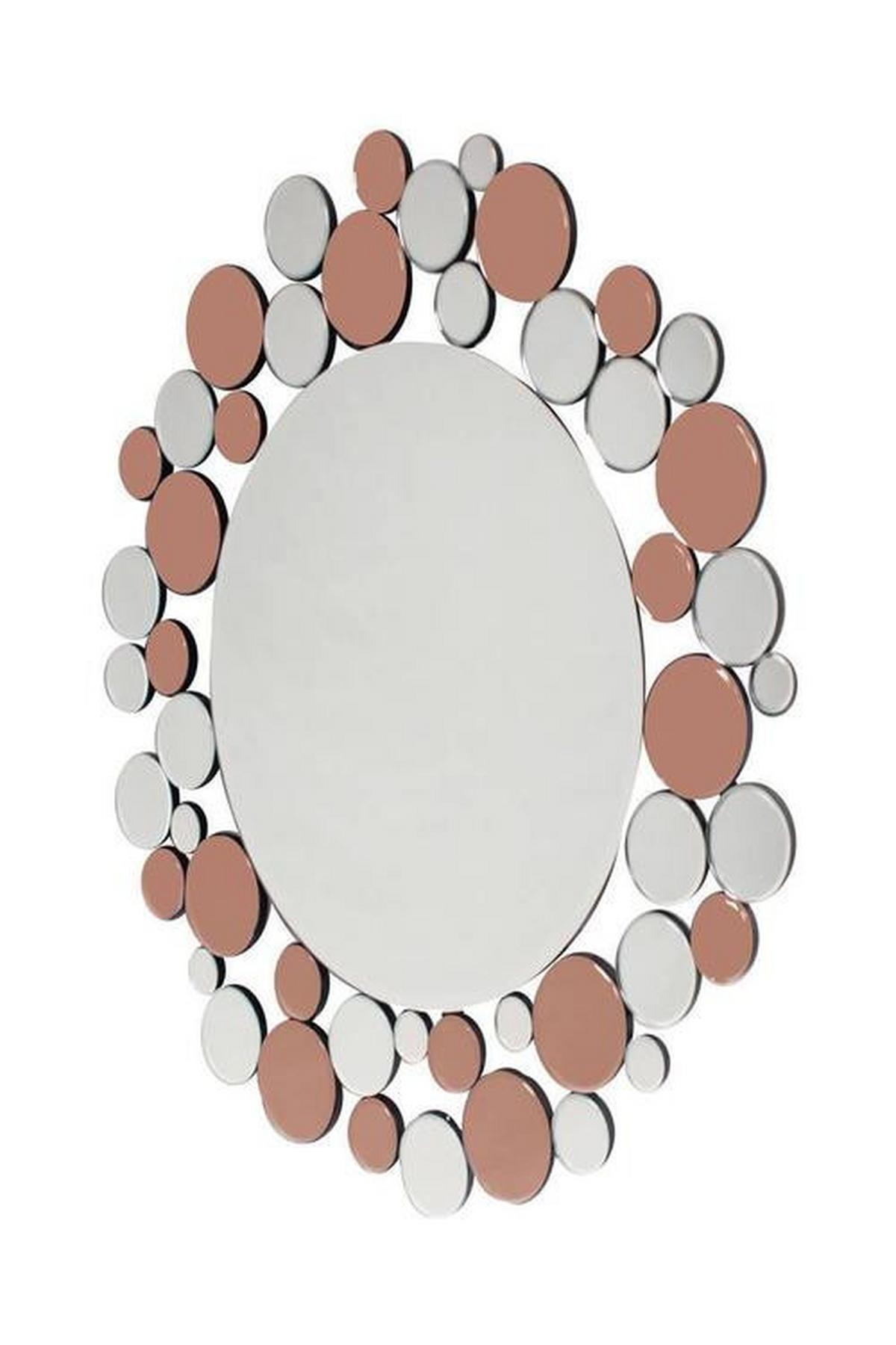 WANDSPIEGEL ZAMHY-ROS - Silberfarben/Rosa, Basics, Glas/Metall (80/80/3cm) - Kayoom