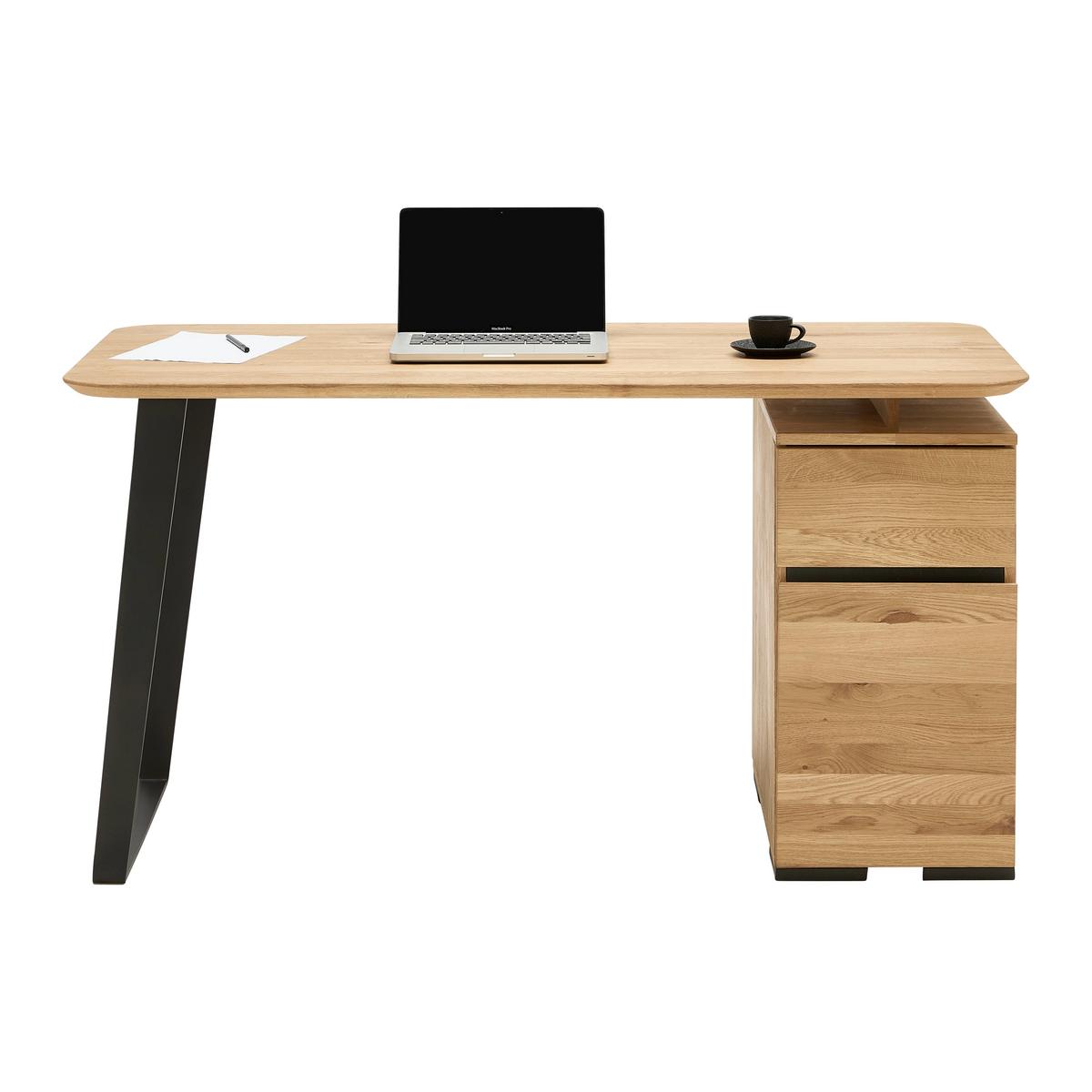 Schreibtisch Albero Naturfarben/Schwarz - Schwarz/Naturfarben, MODERN, Holz/Metall (140/65/77cm) - Premium Living