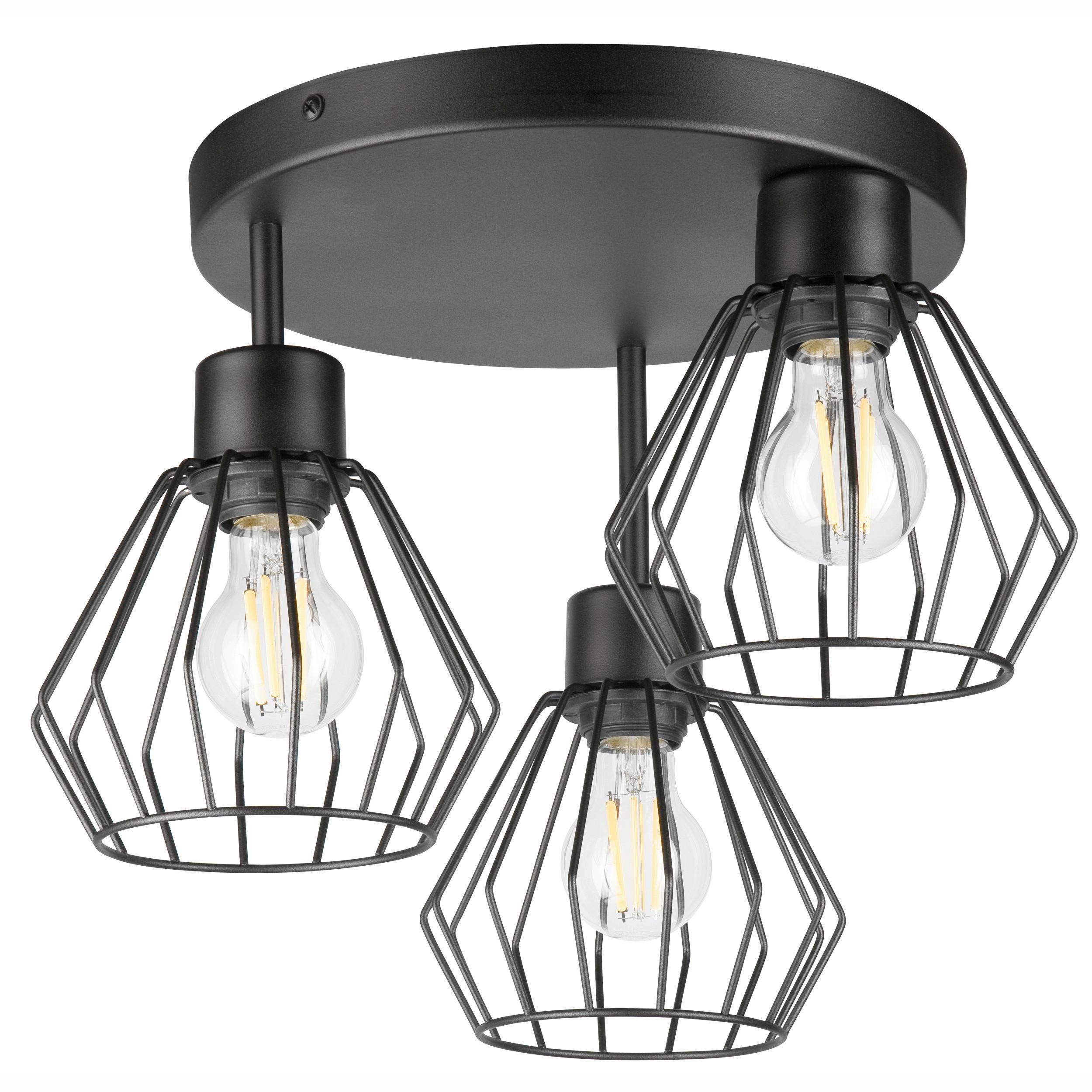 Deckenleuchte Audrey Schwarz max. 15 Watt - Schwarz Hochglanz, Basics, Metall (38/38/32cm)