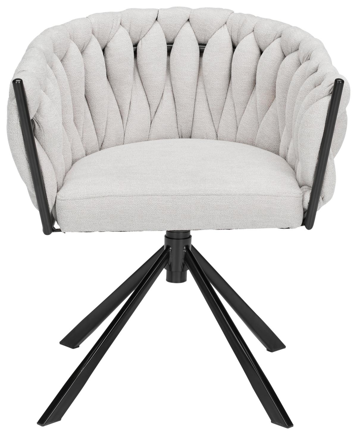 chaise accoudoirs in Hellgrau - gris clair/noir, Modern, métal/textile (64/80/55cm) - Premium Living