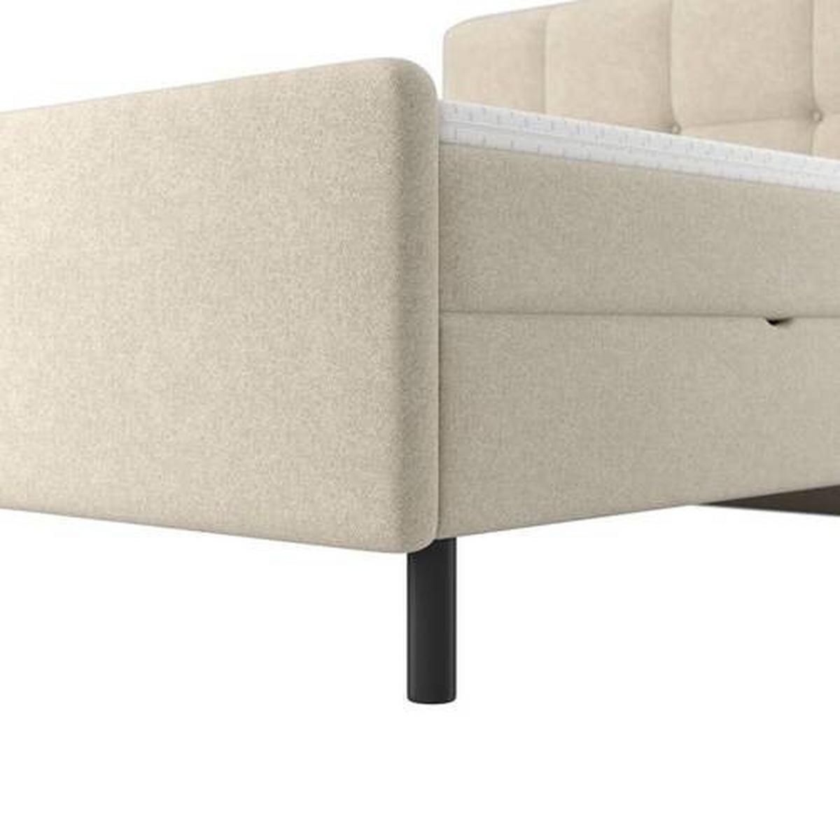 Postelja Z Vzmetnico Marbella, 180x200, Bež, Z Nadvložkom - črna/bež, Moderno, kovina/tekstil (180/200cm) - Bessagi Home