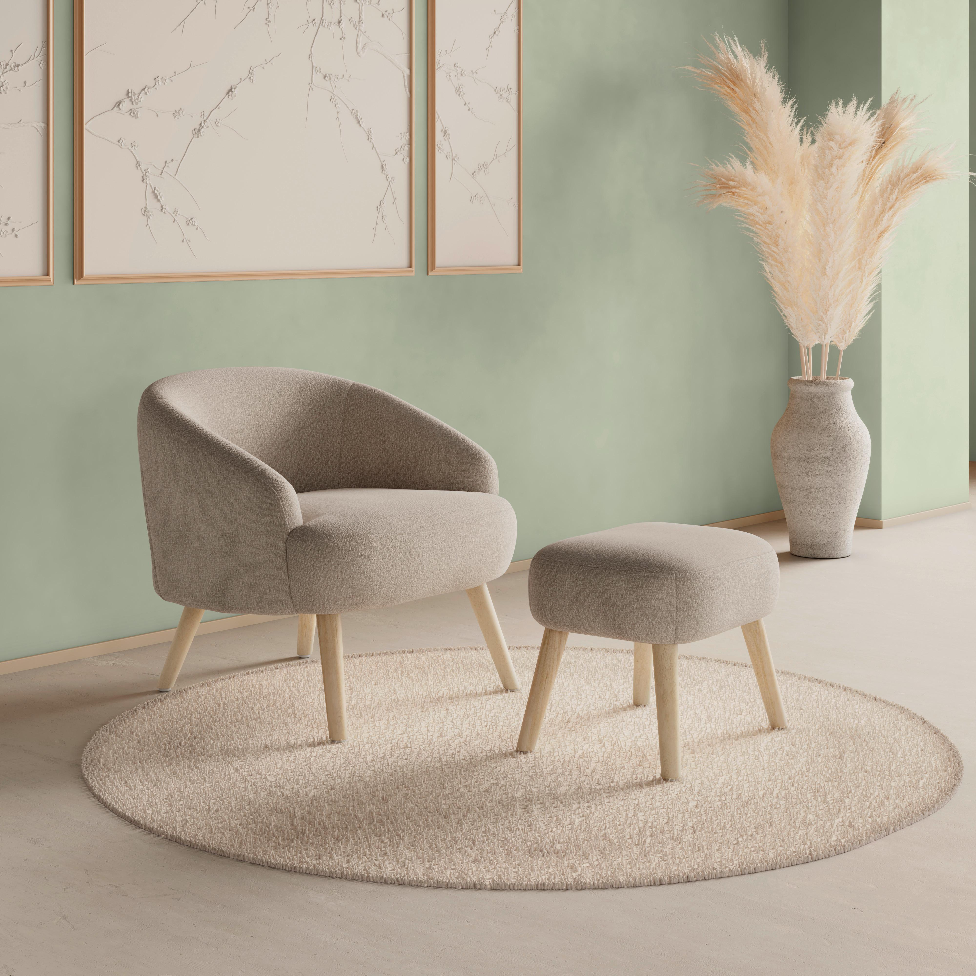 RELAXFÅTÖLJ SONJA - cremefärgad/naturfärgad, Modern, trä/textil (71/66/70cm) - Bessagi Home