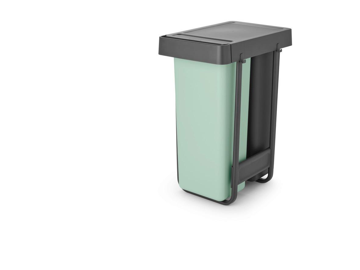 SORTOWNIK ODPADÓW DO ZABUDOWY 232527 - antracytowy/zielony, Basics, tworzywo sztuczne (30,4/63,7/48,1cm) - Brabantia