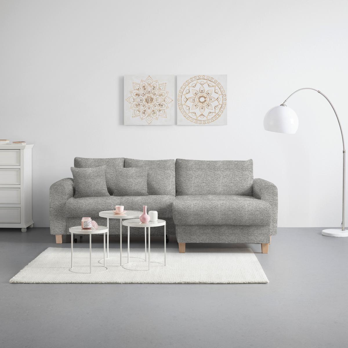 Kutna Garnitura Lille - svijetlo smeđa/svijetlo siva, Moderno, tekstil/drvo (232/110/156cm) - Best Price