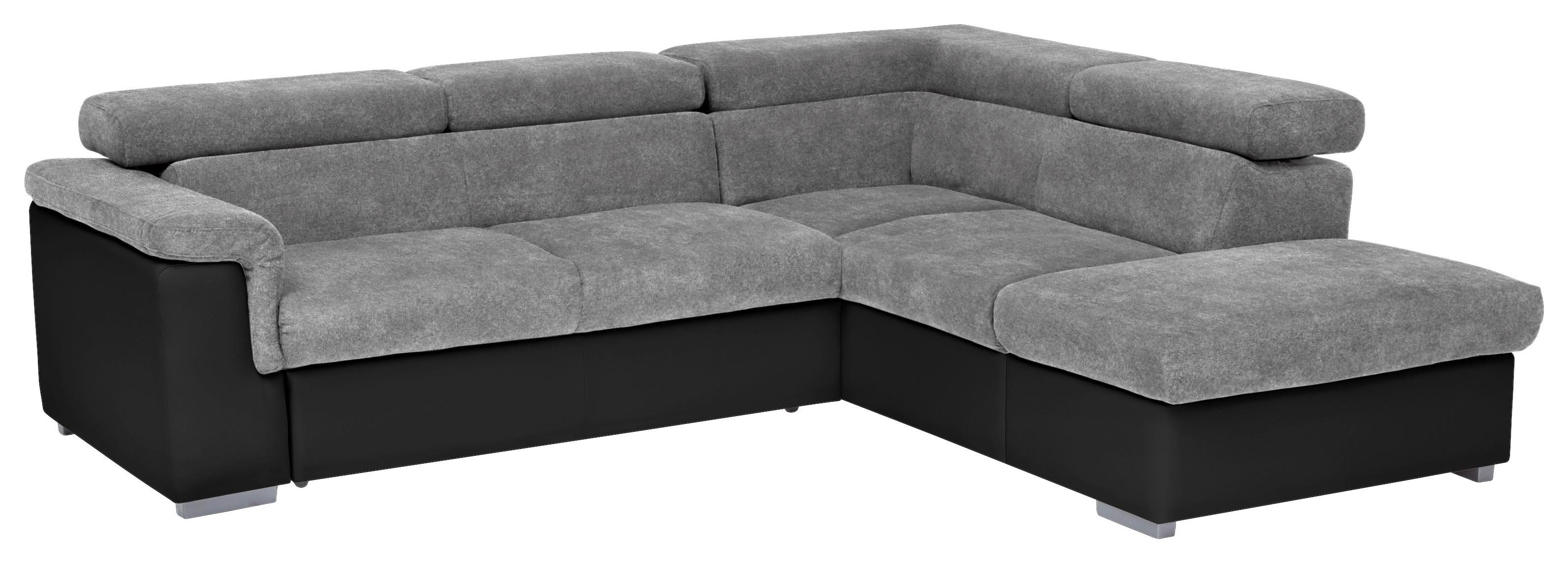 Wohnlandschaft Milla Grau/Schwarz ca. 252x217 cm - Schwarz/Grau, Basics, Holz/Textil (252/217cm) - MID.YOU