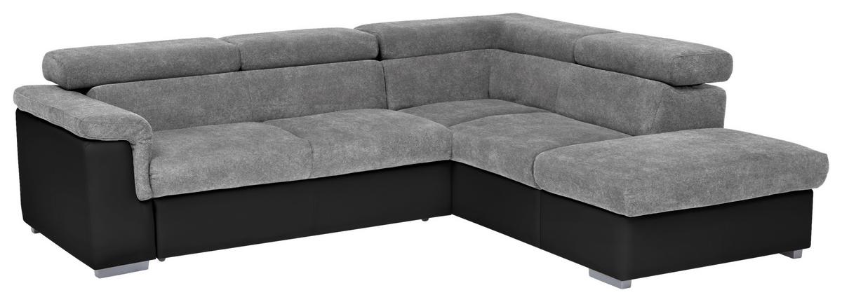 Wohnlandschaft Milla Grau/Schwarz ca. 252x217 cm - Schwarz/Grau, Basics, Holz/Textil (252/217cm) - MID.YOU