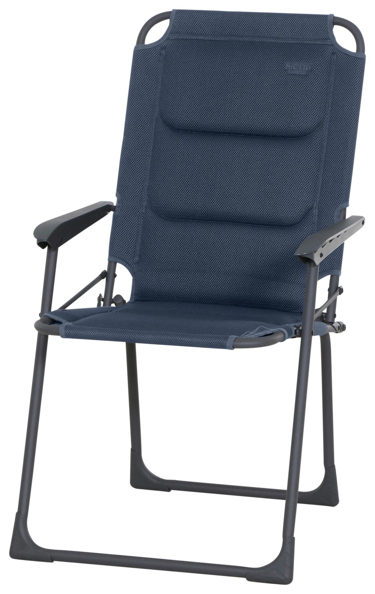Campingstuhl klappbar mit Arlehnen Dunkelblau Premium - Anthrazit/Dunkelblau, KONVENTIONELL, Textil/Metall (58/100/68cm) - Siena Garden