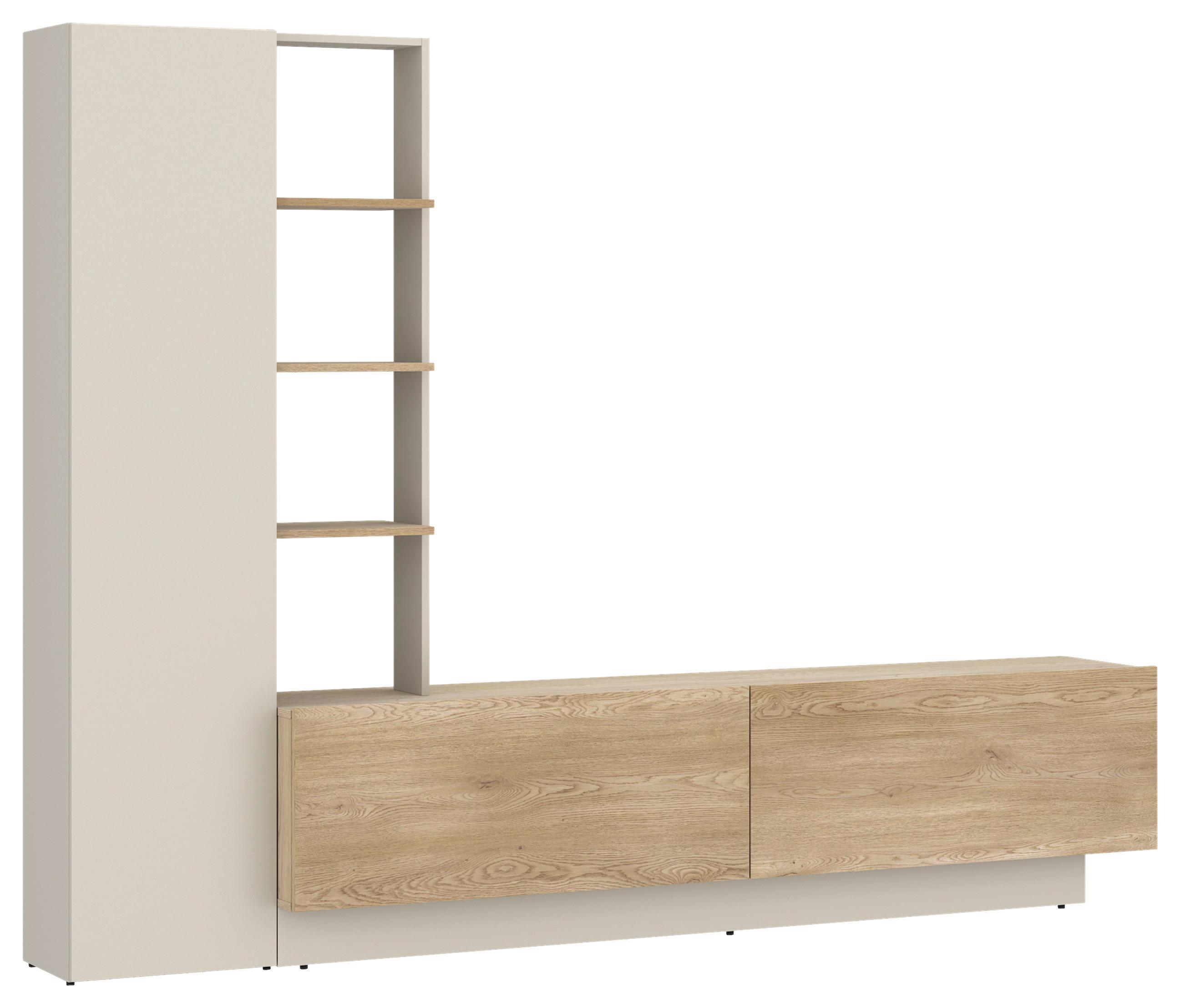 Ansamblu mobilier camera de zi RODA - cașmir/culoare lemn stejar, Trend, material pe bază de lemn (230/180,3/41,6cm) - Modern Living