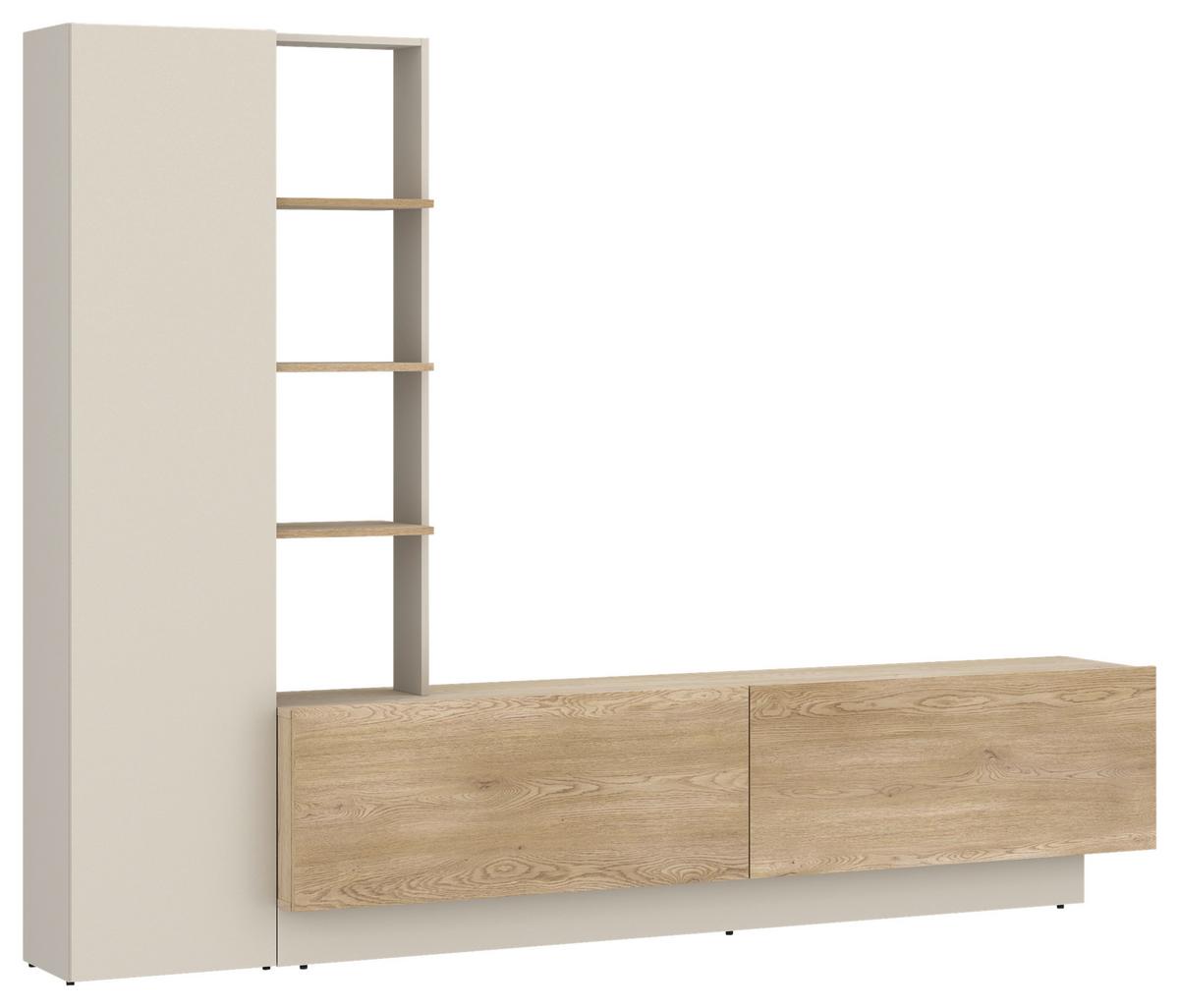 Ansamblu mobilier camera de zi RODA - cașmir/culoare lemn stejar, Trend, material pe bază de lemn (230/180,3/41,6cm) - Modern Living