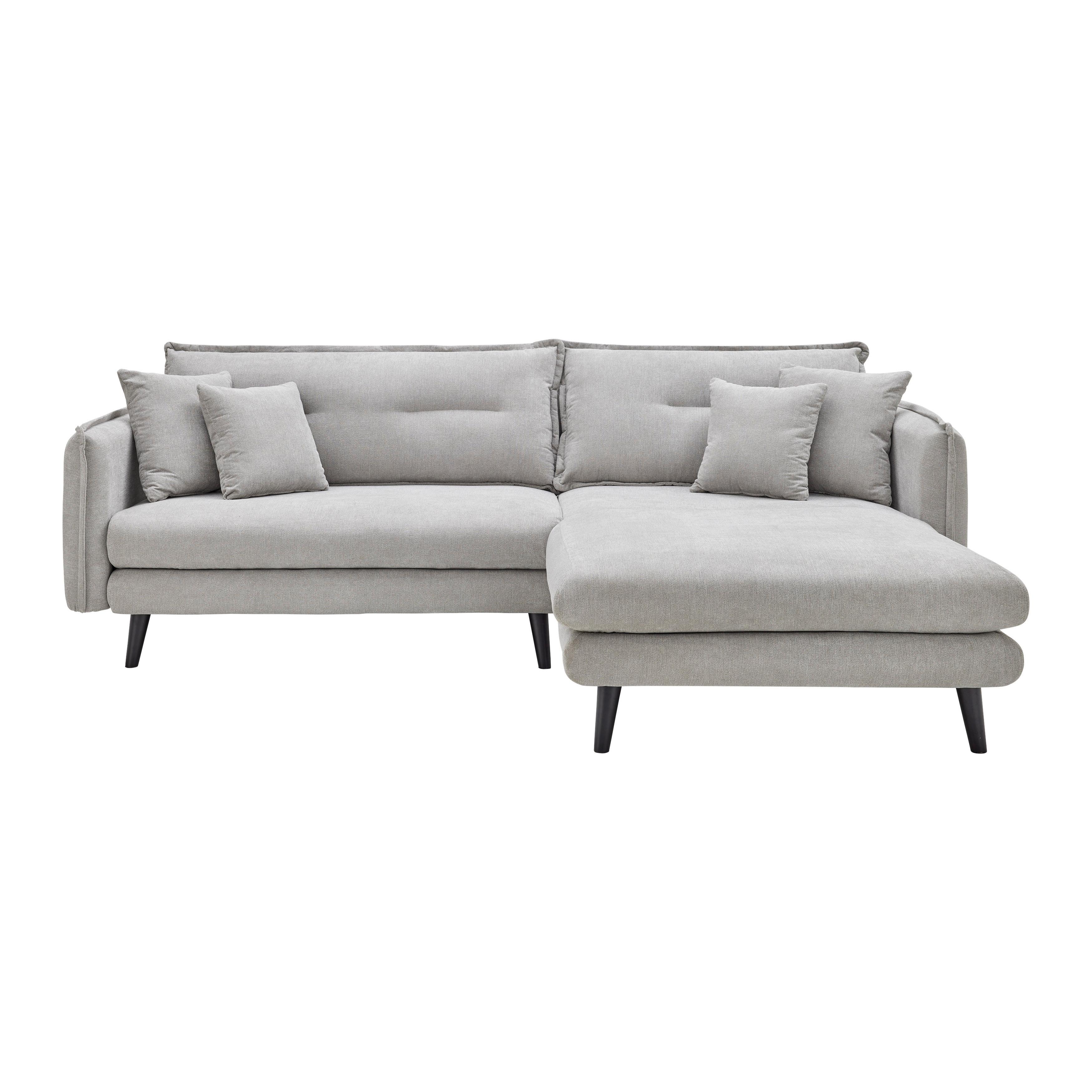 Kutna Garnitura Dajana - svijetlo siva/crna, Moderno, tekstil/drvo (251/102/173cm) - Bessagi Home