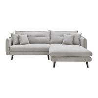 Wohnlandschaft Dajana Hellgrau Webstoff - Hellgrau/Schwarz, Modern, Holz/Textil (251/102/173cm) - Bessagi Home