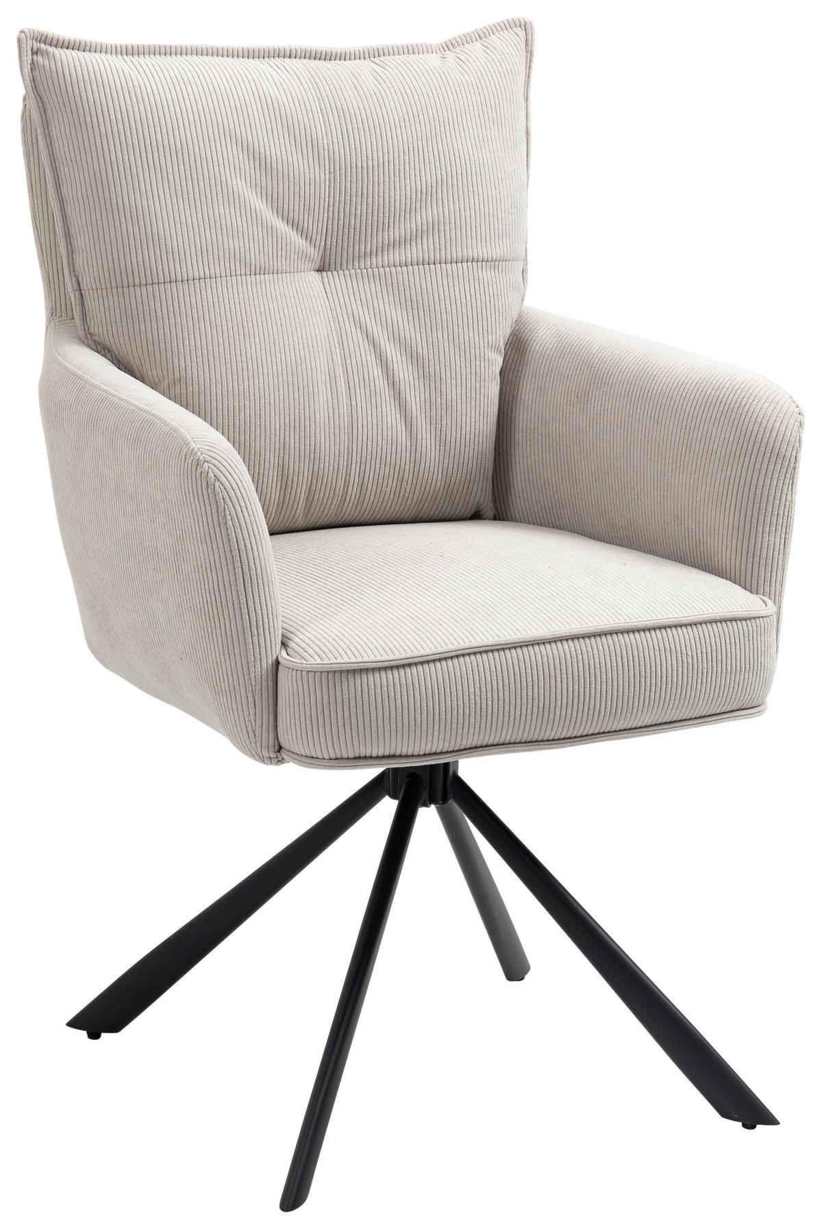 KRZESŁO Z PODŁOKIETNIKAMI POINT - beżowy, Design, metal/tkanina (60/95/67cm) - Novel