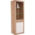 Vitrina Malta - bijela/boje hrasta, MODERN, staklo/drvni materijal (63,9/196,6/34,9cm)