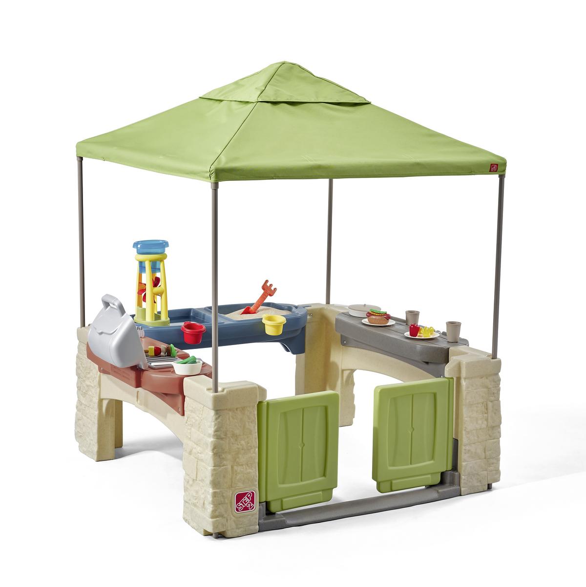 Spielhaus All Around Patio - Blau/Greige, Basics, Kunststoff/Textil (132,8/152,4/137,16cm) - Ambia Garden
