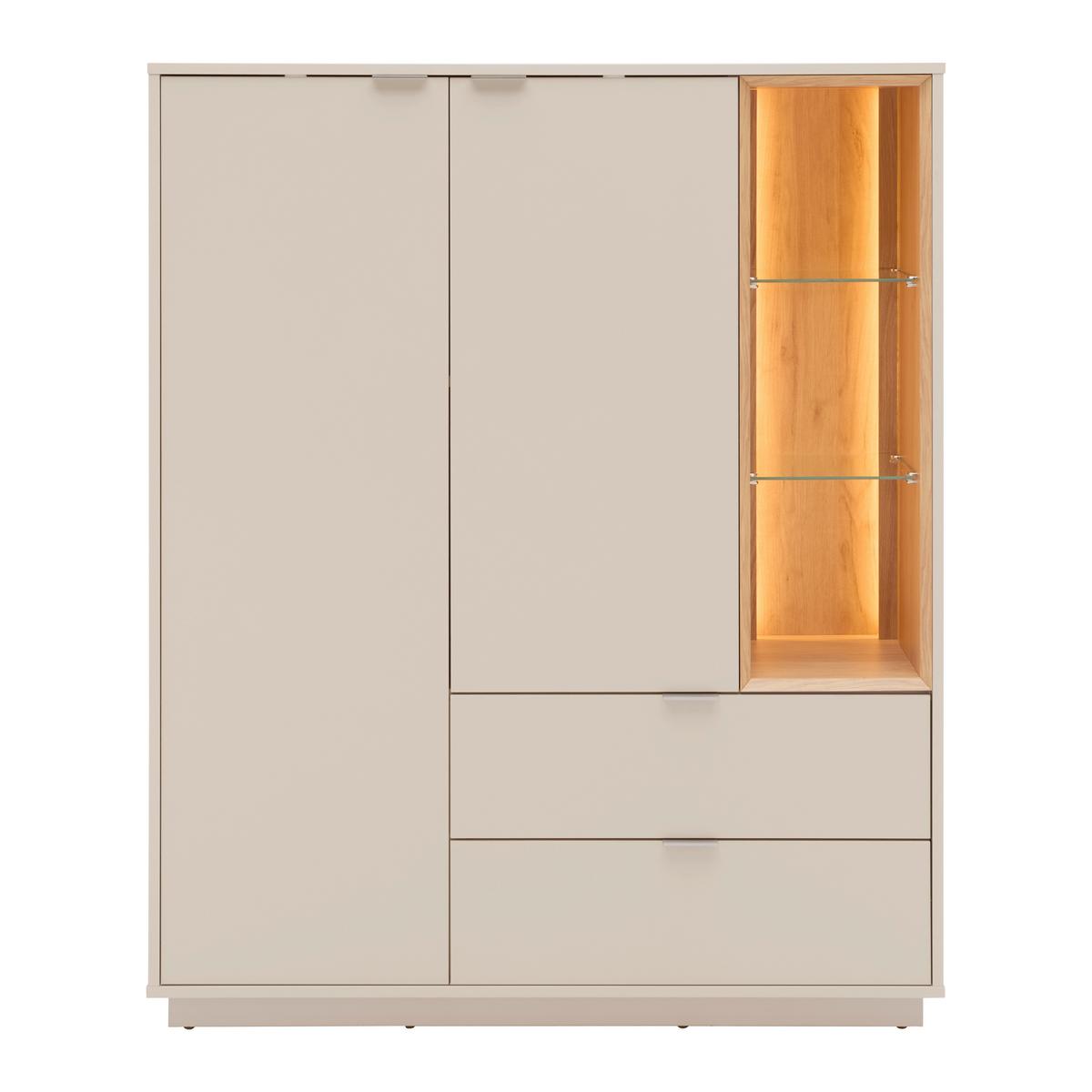 Sideboard Velasca Type 06 Eichefarben/kaschmir - Kaschmir/Eichefarben, Modern, Glas/Holzwerkstoff (116,4/141,6/40cm) - Premium Living