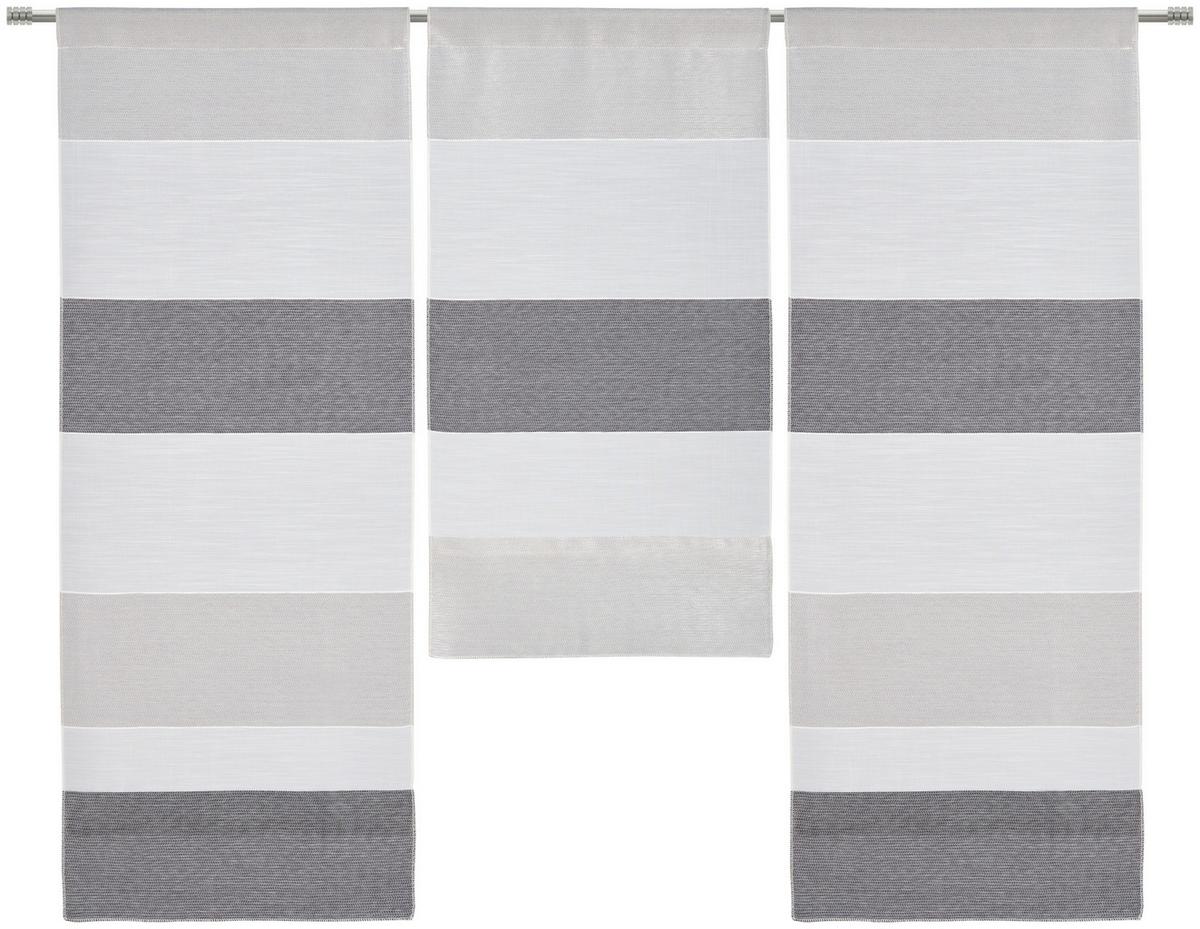 KOMPLET KRÓTKICH FIRAN RENDUR - biały/szary, Basics, tkanina (30/80cm) - Esposa