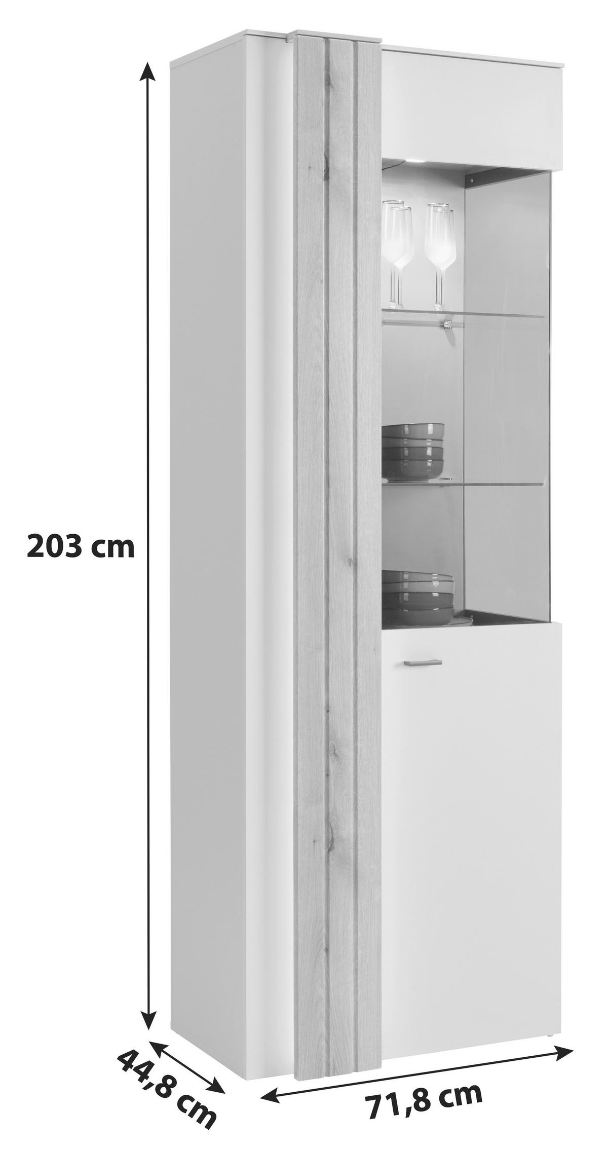 Vitrina Santana - Moderno, staklo/drvni materijal (71,8/203/44,8cm) - Modern Living