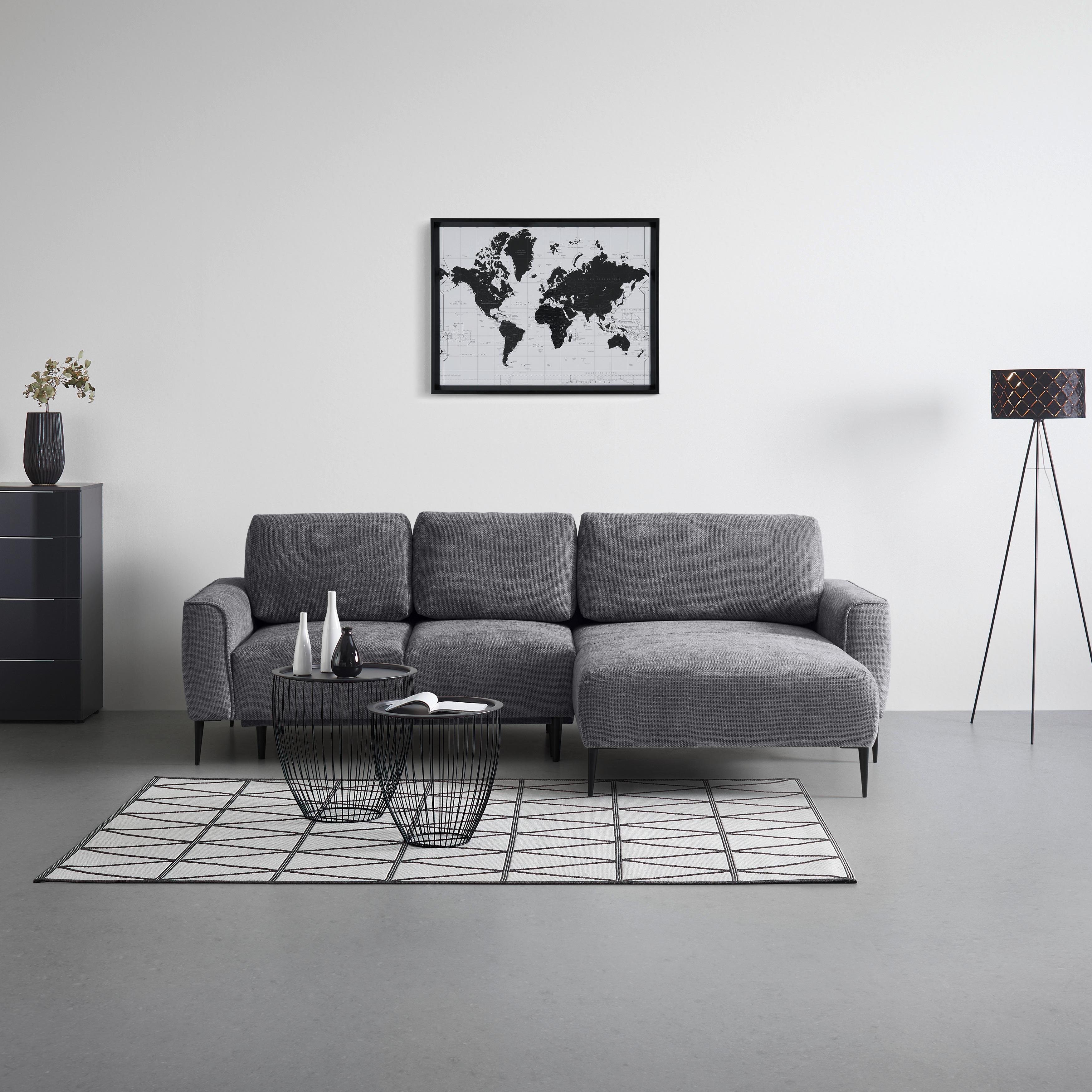 Ecksofa Custom Anthrazit - Anthrazit/Schwarz, MODERN, Textil/Metall (255/85/164cm) - Mömax