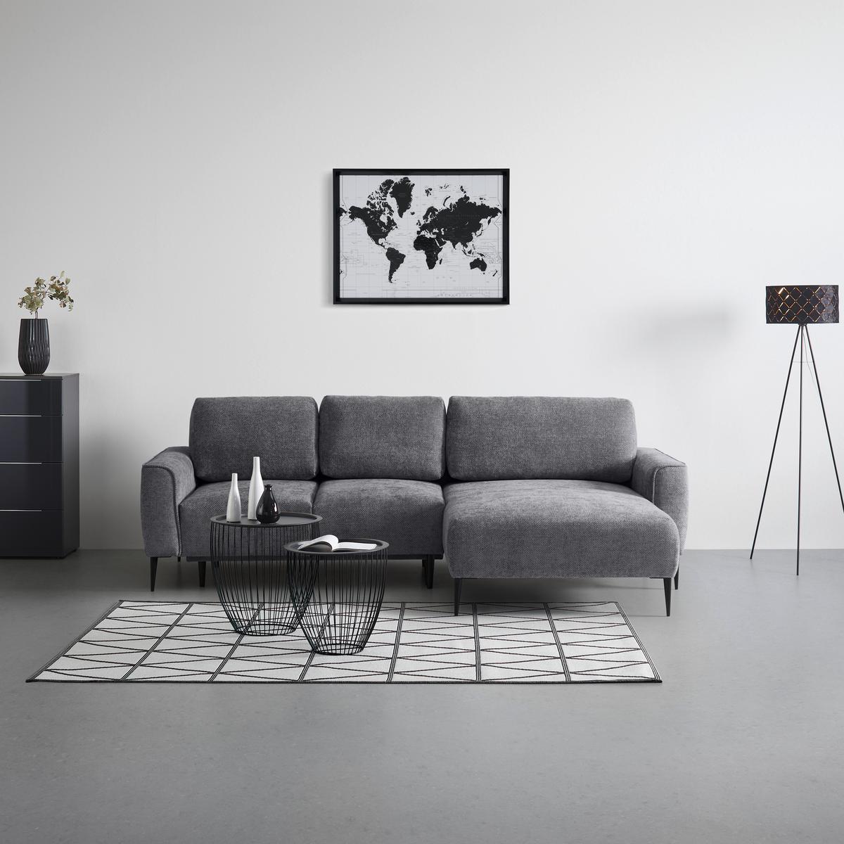 Ecksofa Custom Anthrazit - Anthrazit/Schwarz, MODERN, Textil/Metall (255/85/164cm) - Mömax