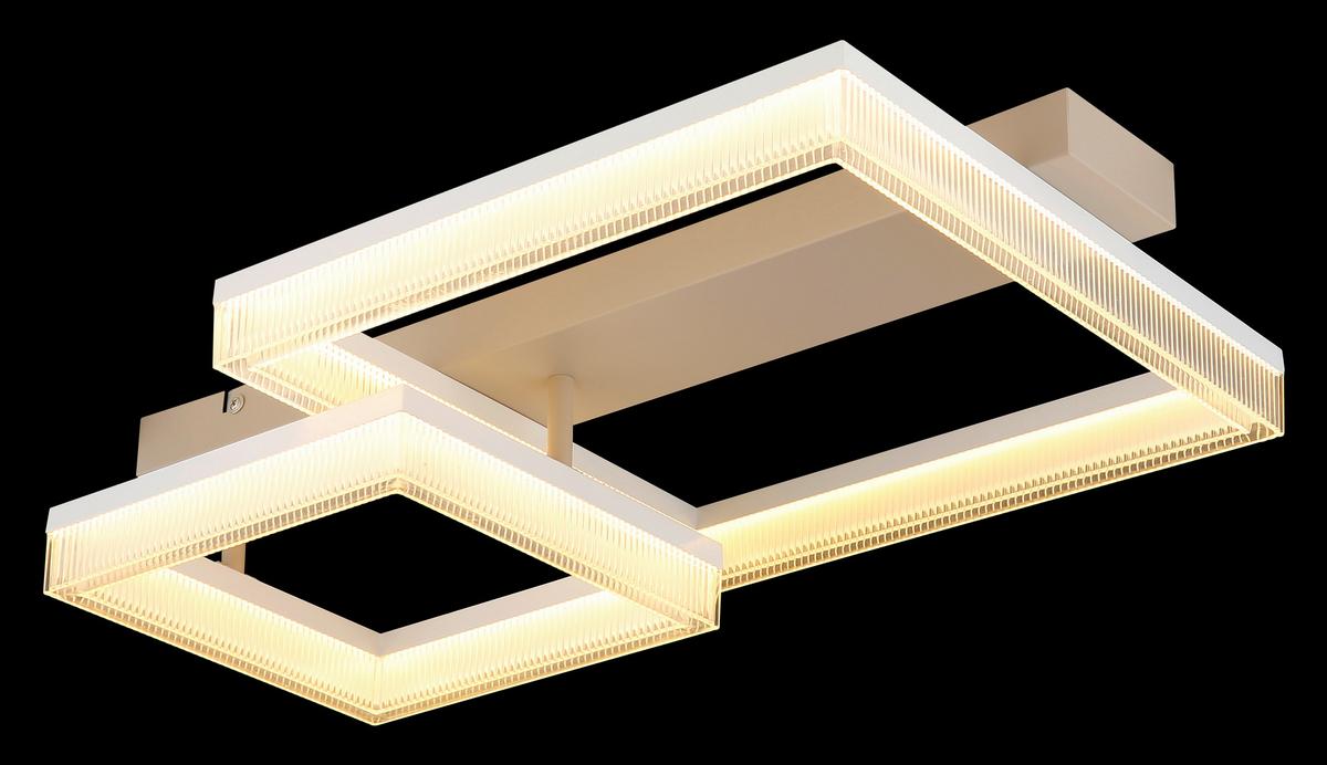 Led Stropna Svjetiljka Zara - bijela/boje pijeska, Design, metal/plastika (53/33/12,3cm) - Globo