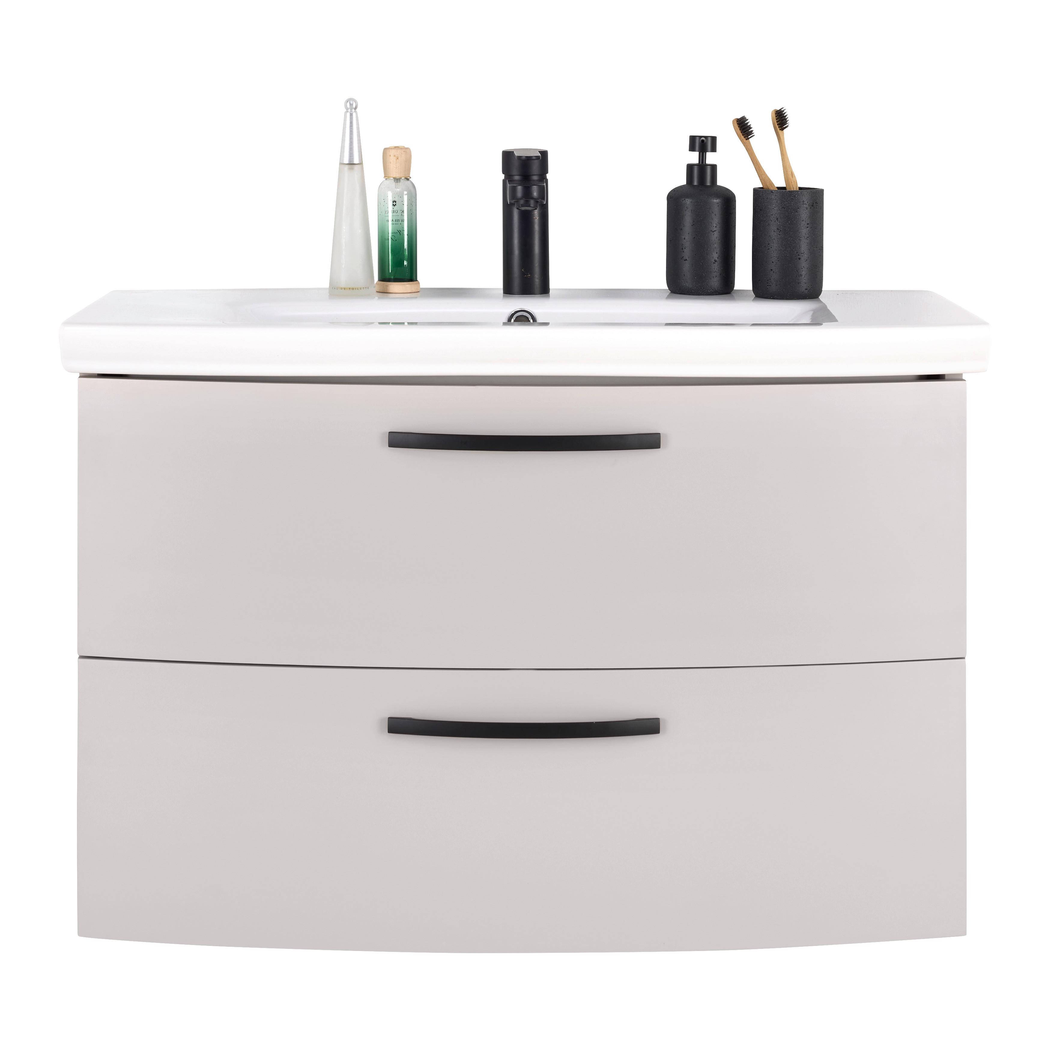 TVÄTTSTÄLL MED KOMMOD FLORENZ -EXKLUSIV- - vit/svart, Modern, metall/trämaterial (90/60/45cm) - Mömax