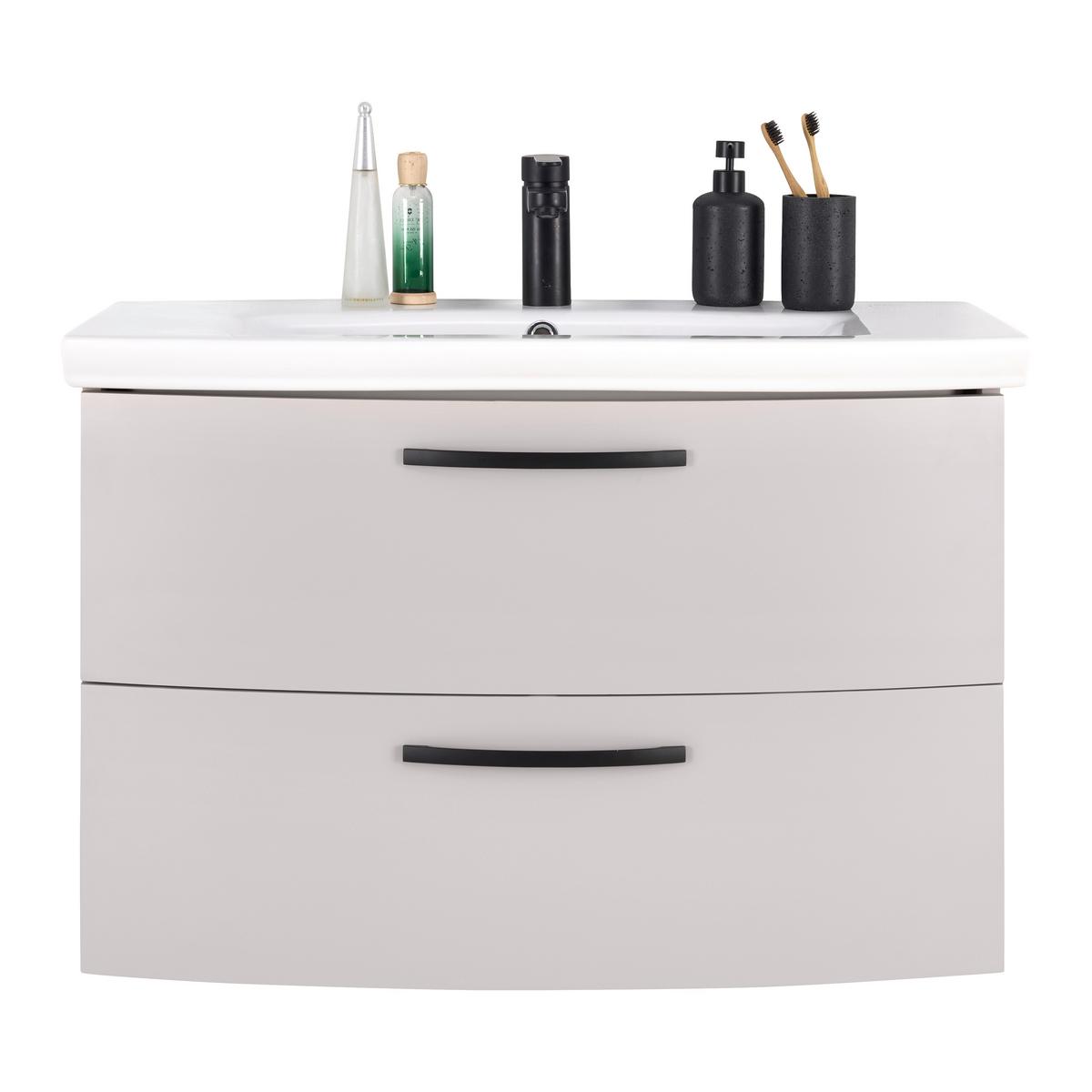 Waschtischkombi Florenz Kaschmirfarben - Schwarz/Weiß, MODERN, Keramik/Holzwerkstoff (90/60/45cm) - Mömax