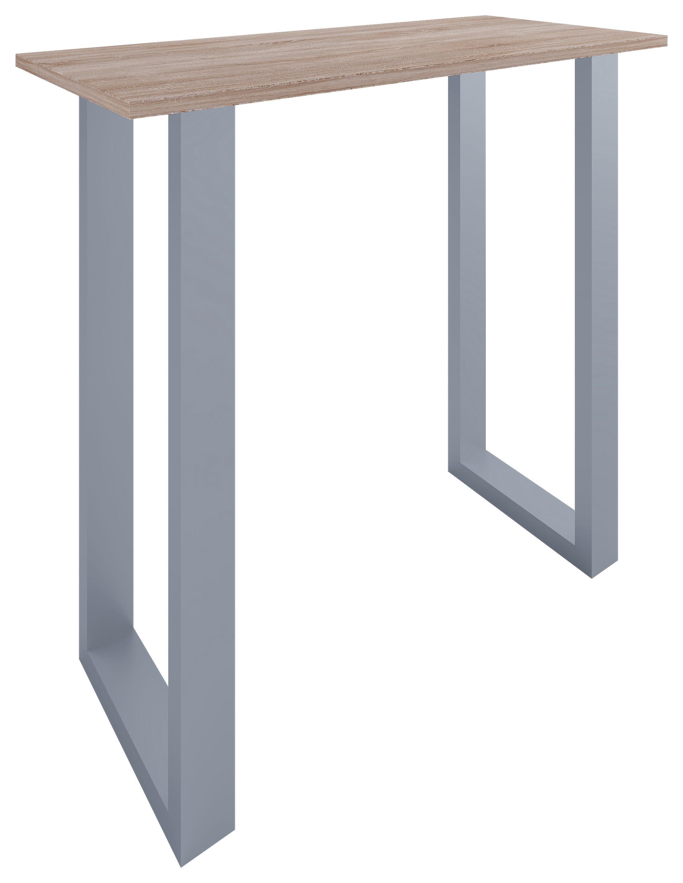 Bartisch XONA Sonoma Eiche ca. 110x102x50 cm - Silberfarben/Sonoma Eiche, KONVENTIONELL, Holzwerkstoff/Metall (110/50/102cm)