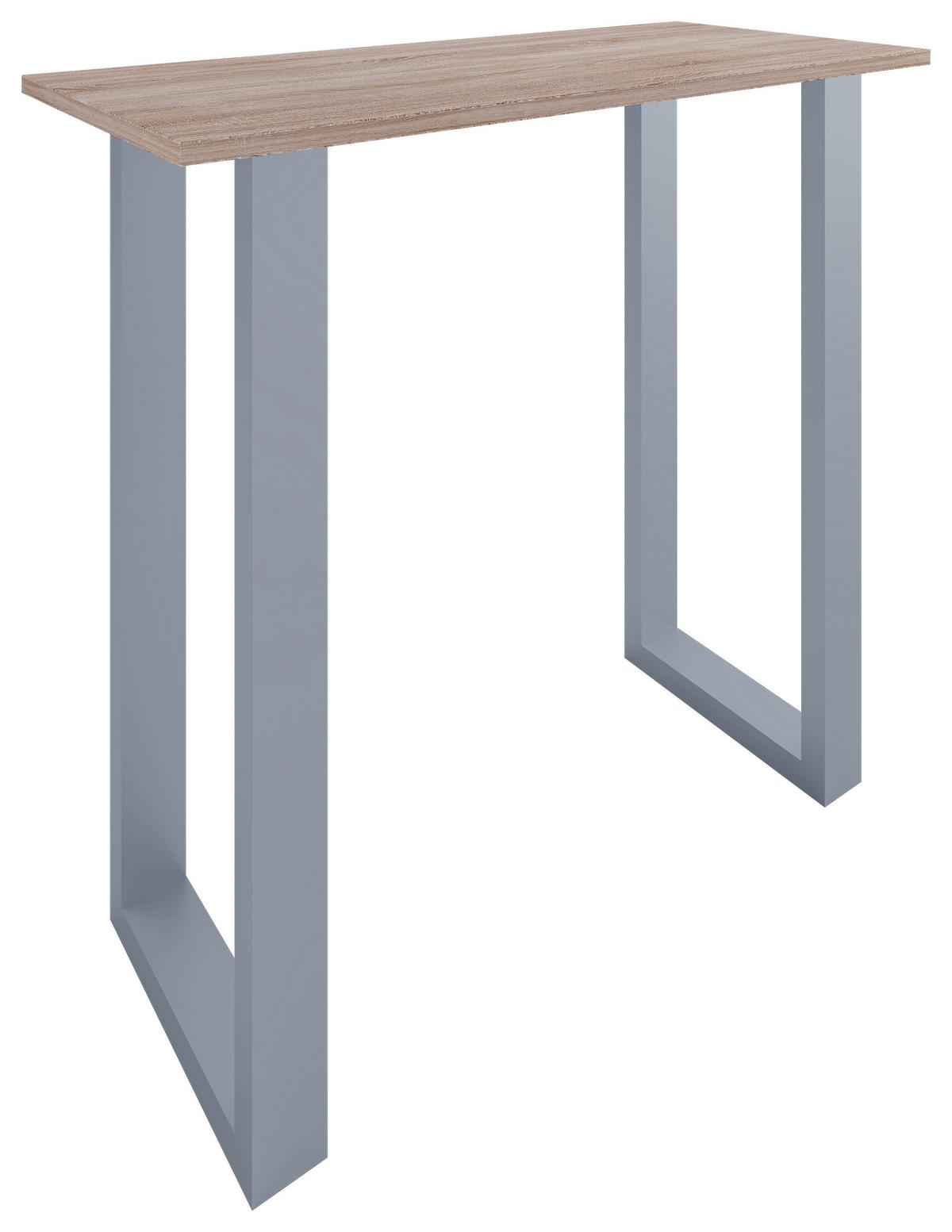 Bartisch XONA Sonoma Eiche ca. 110x102x50 cm - Silberfarben/Sonoma Eiche, KONVENTIONELL, Holzwerkstoff/Metall (110/50/102cm)