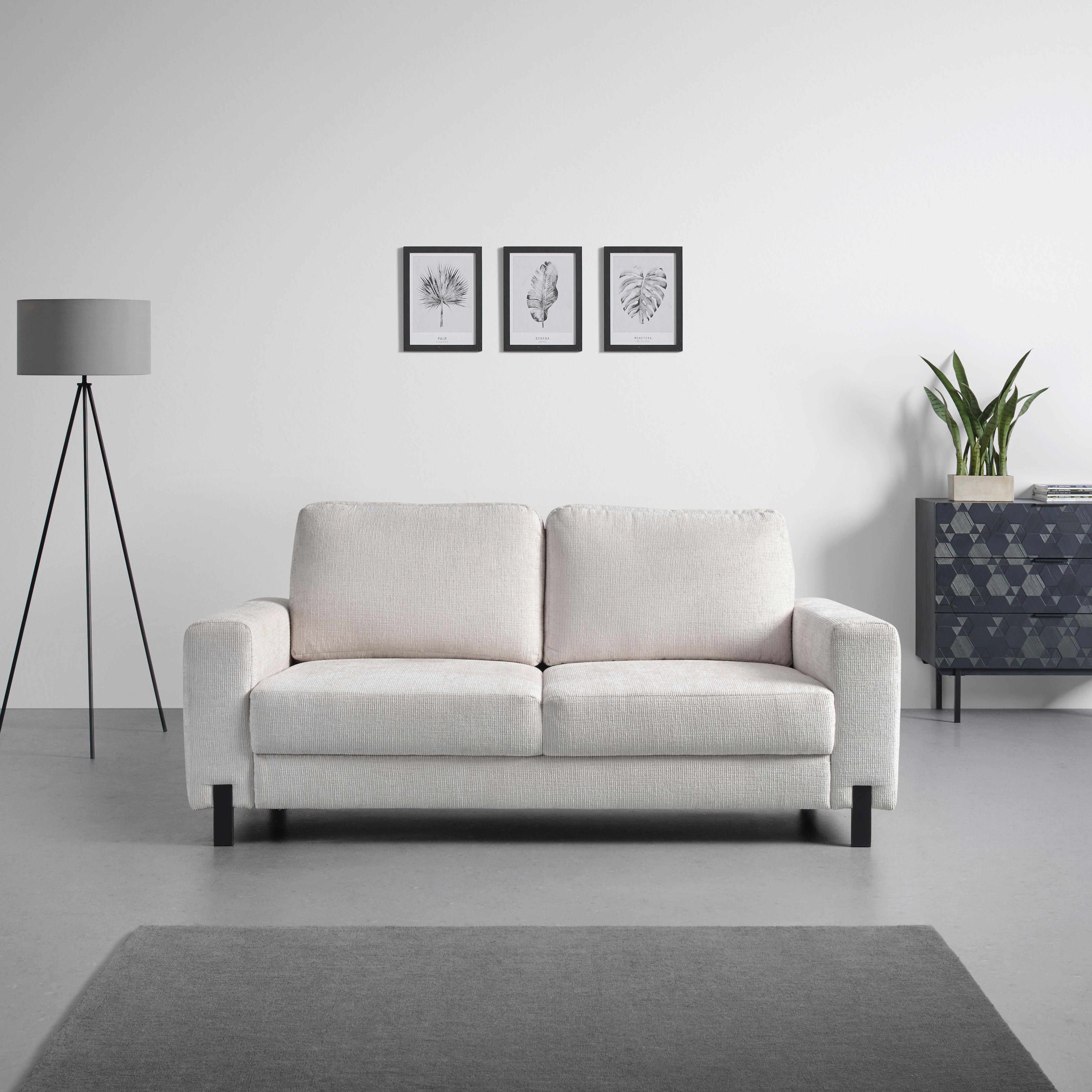 2-Sitzer-Sofa Piega Silberfarben - Silberfarben/Schwarz, MODERN, Textil/Metall (189/66-87/96cm) - Mömax