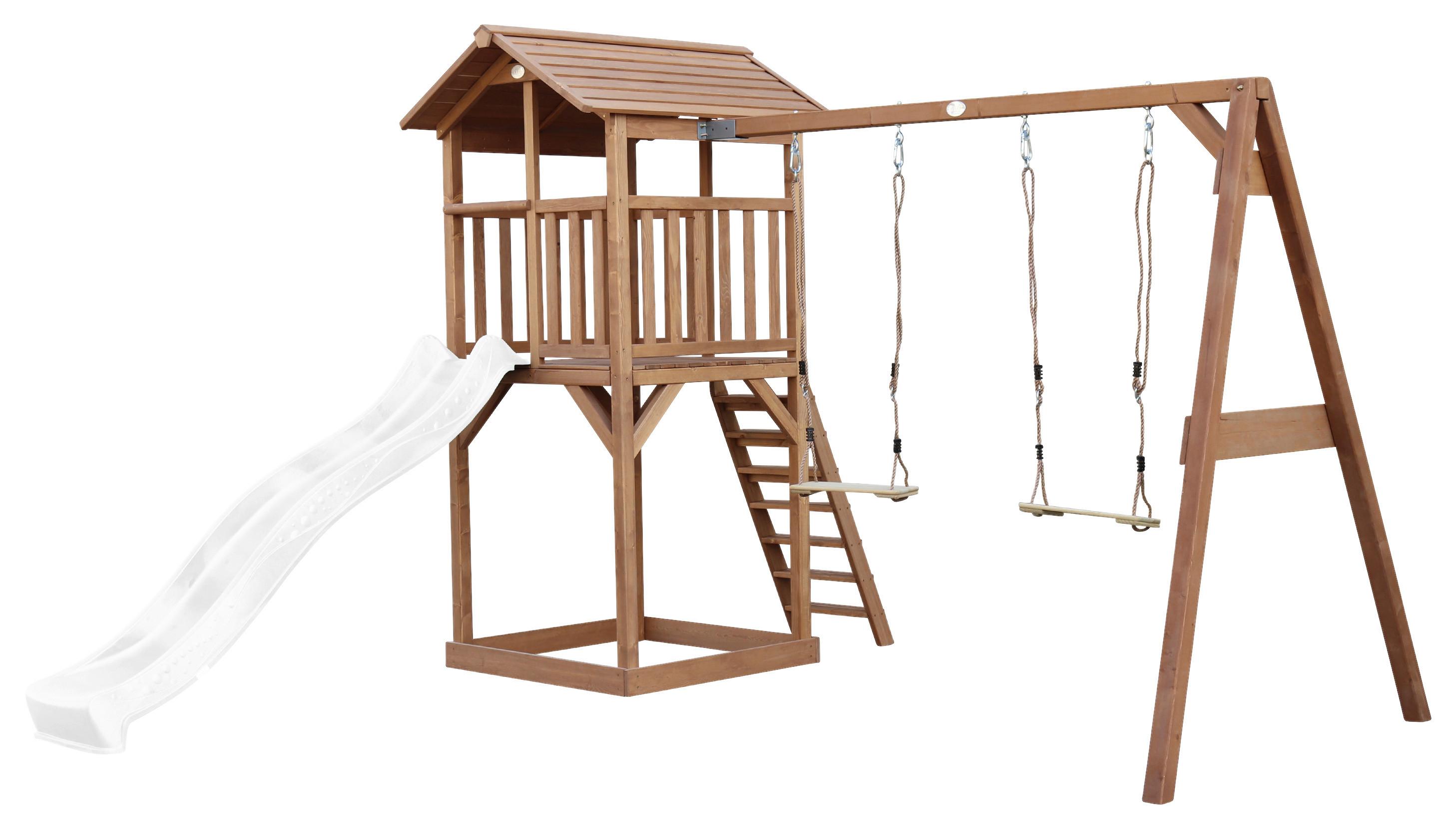 SPIELTURM A025.122.90 - Braun/Weiß, KONVENTIONELL, Holz/Kunststoff (356,6/241,9/349cm) - Ambia Garden