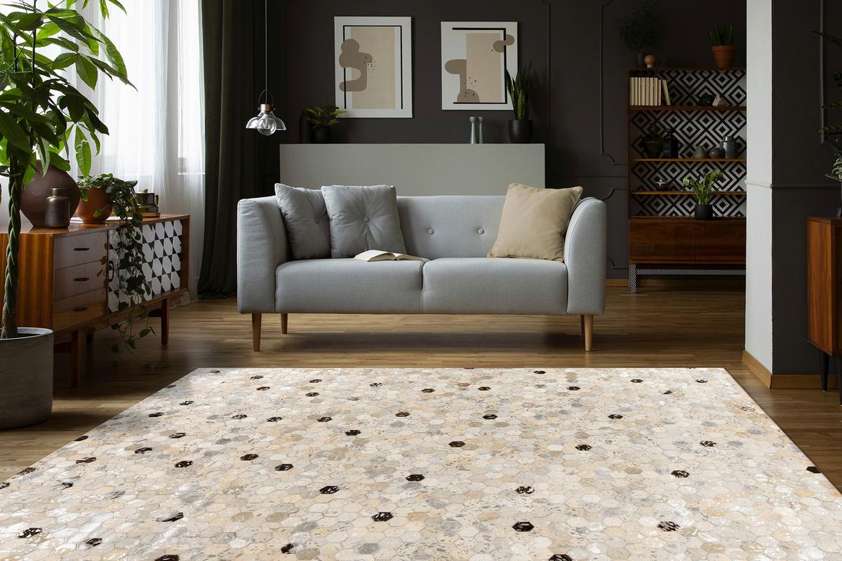 Flachwebeteppich Lavin 1025 Silber / Grau - Silberfarben/Grau, Konventionell, Leder (160/230cm) - Kayoom